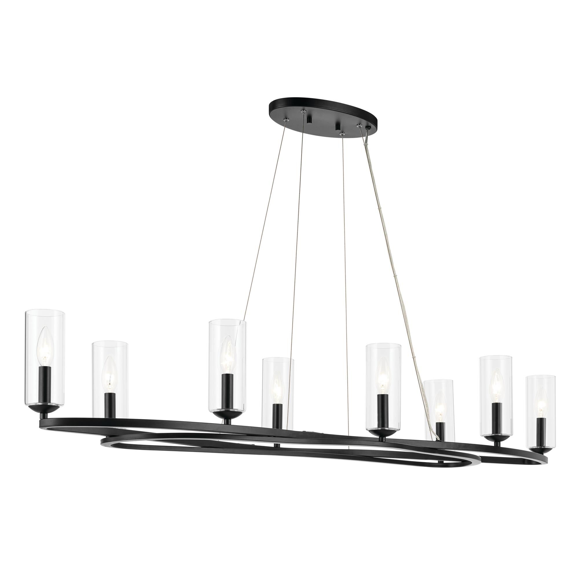 Shown in Black finish and Clear glass