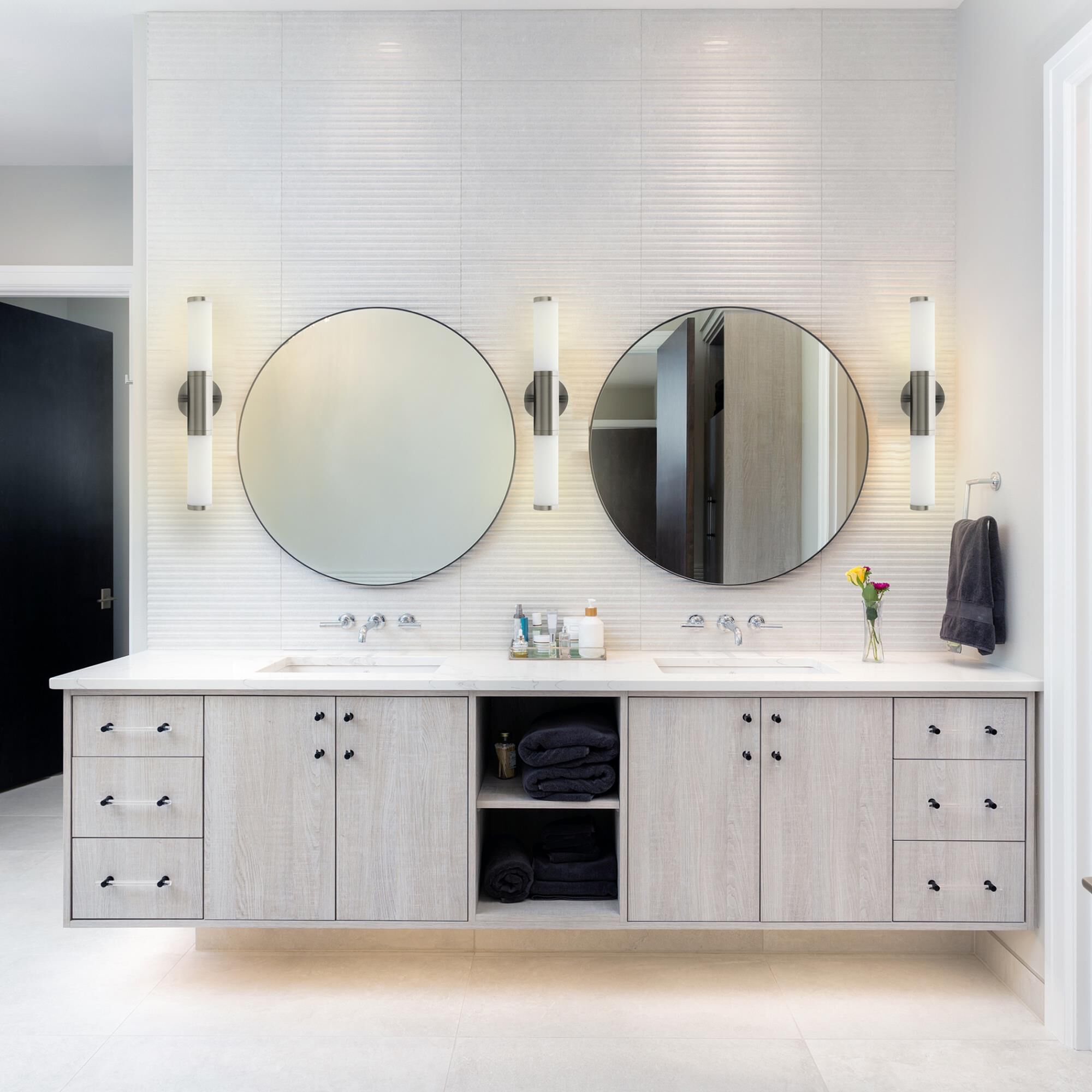 Shown in Satin Nickel finish and Opal glass