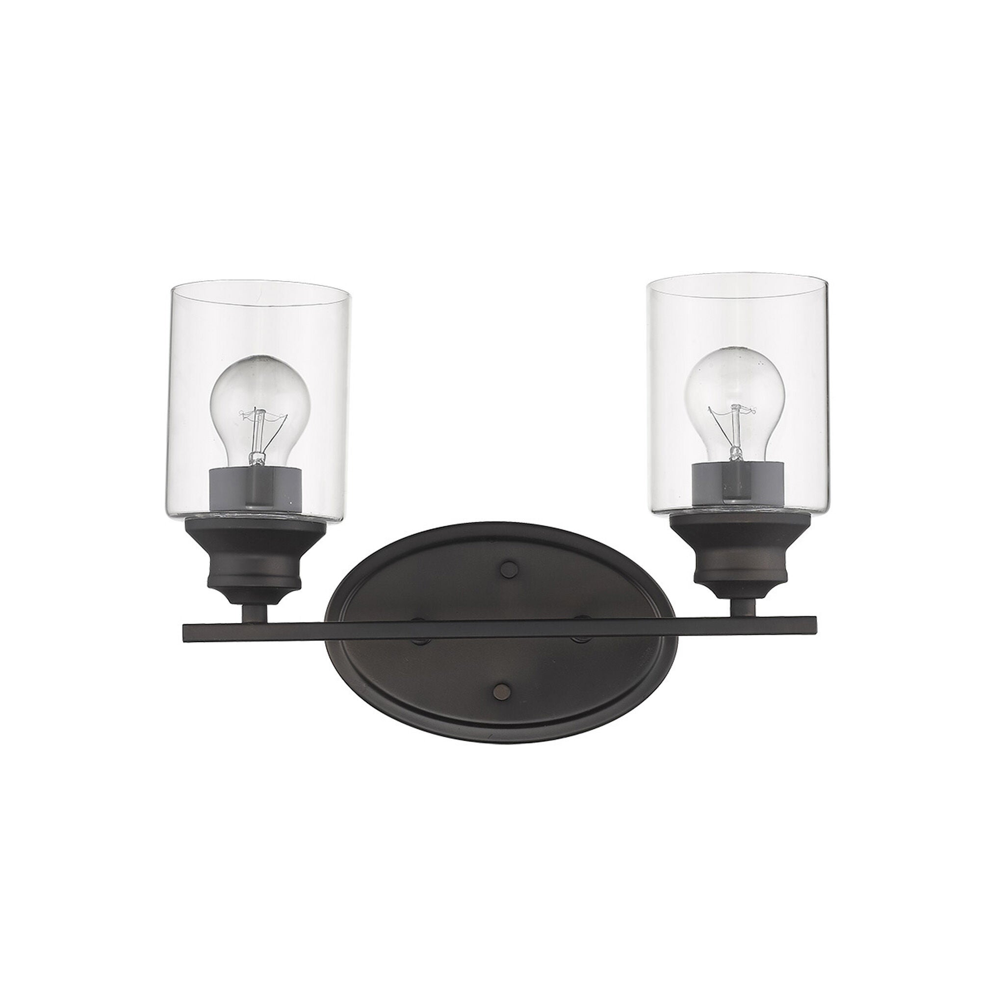 Shown in Oil-Rubbed Bronze finish and Clear glass and Clear, Cylindrical Glass s shade