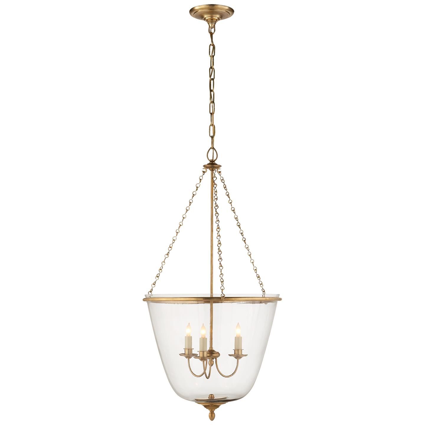 Shown in Hand-Rubbed Antique Brass finish and Clear glass