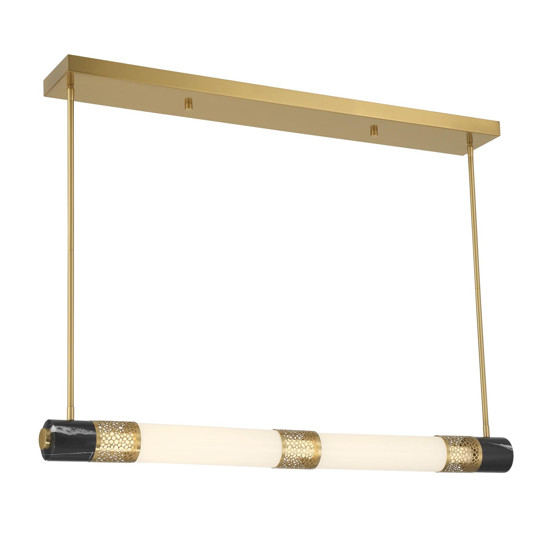 Shown in Warm Brass finish and White Opal glass and Black Marble accent