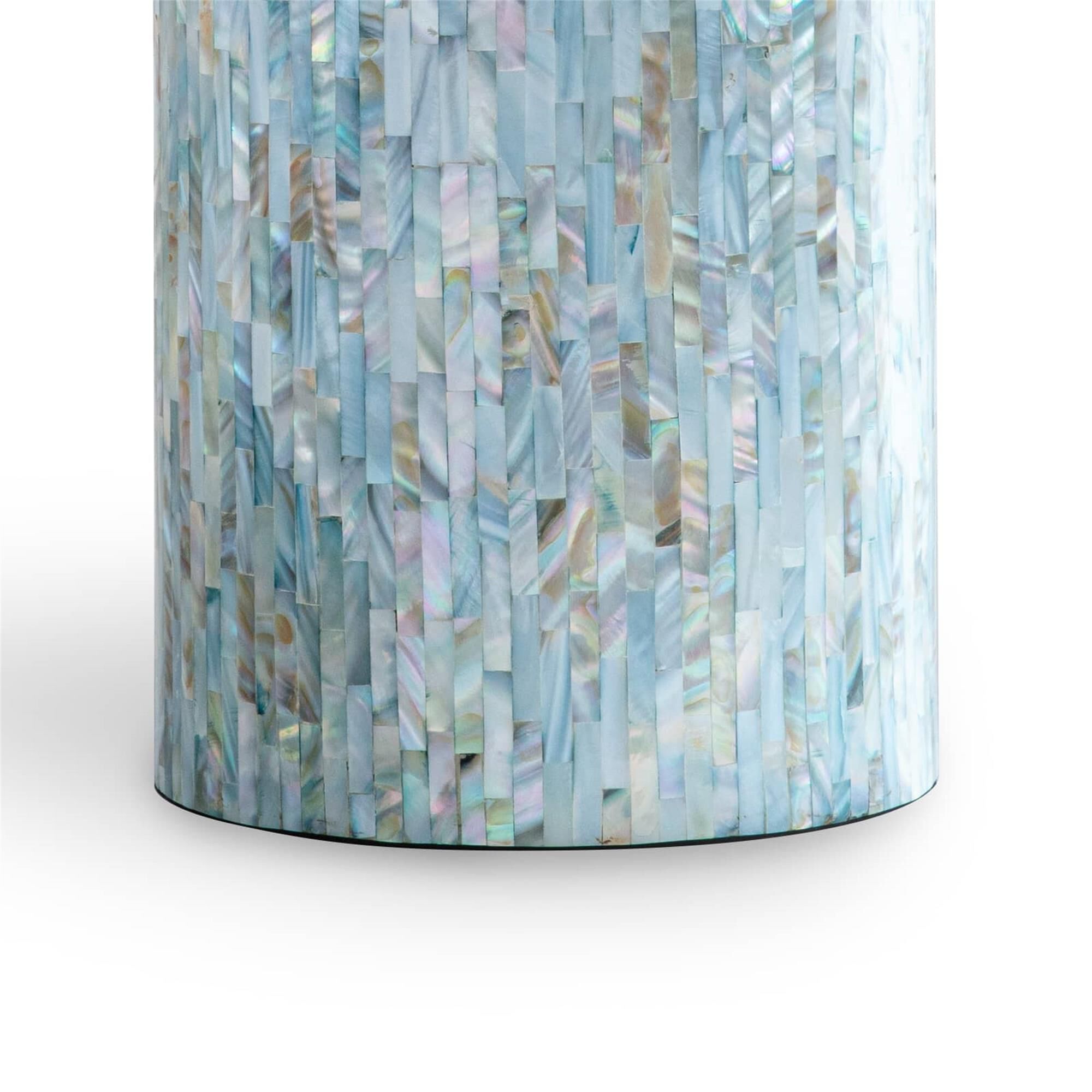 Shown in Blue finish and Linen shade