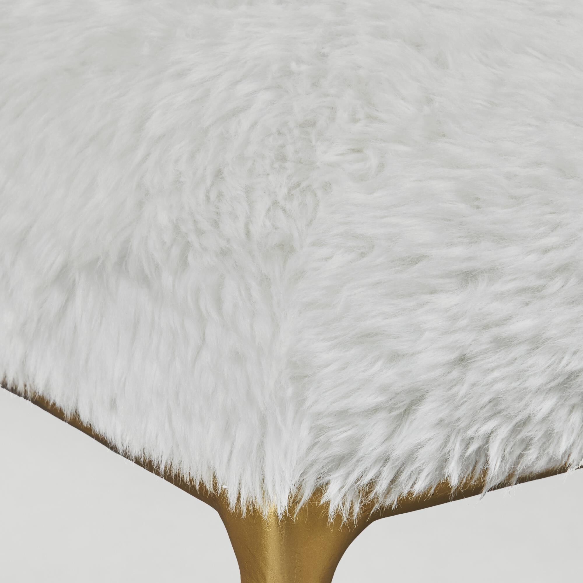 Shown in A Textural Glam Accent Featuring A Lush Long-Haired Faux Sheepskin In Cream Paired With A Solid Wrou finish