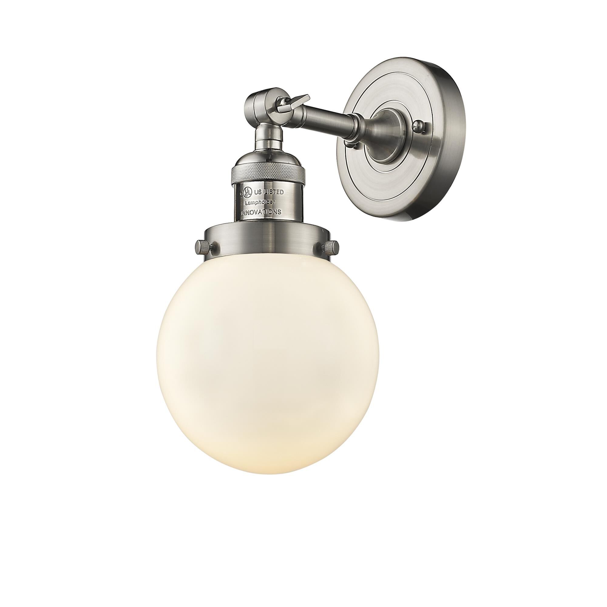 Shown in Brushed Satin Nickel finish and Matte White Cased glass and No Accent accent