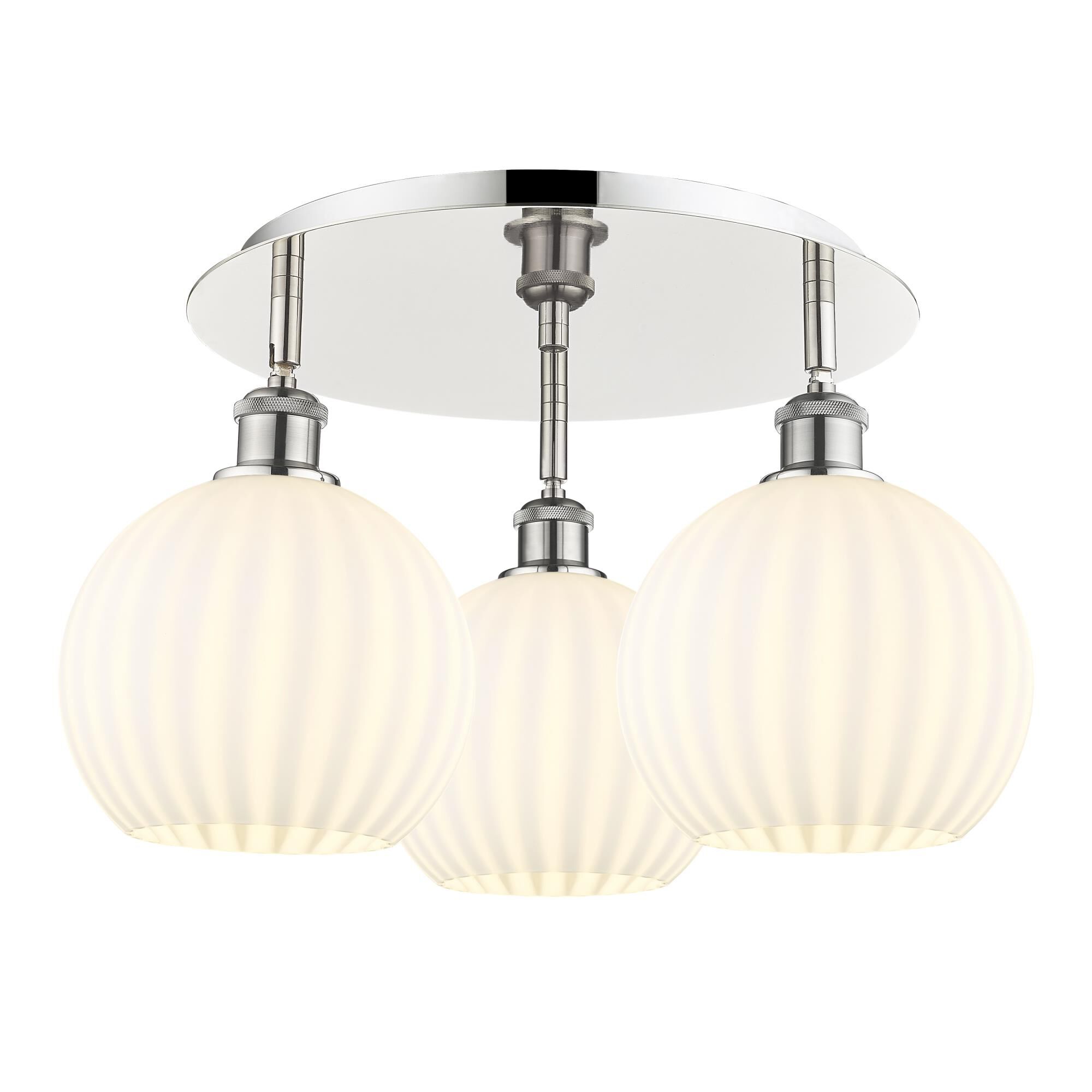 Shown in Polished Nickel finish and White Venetian glass