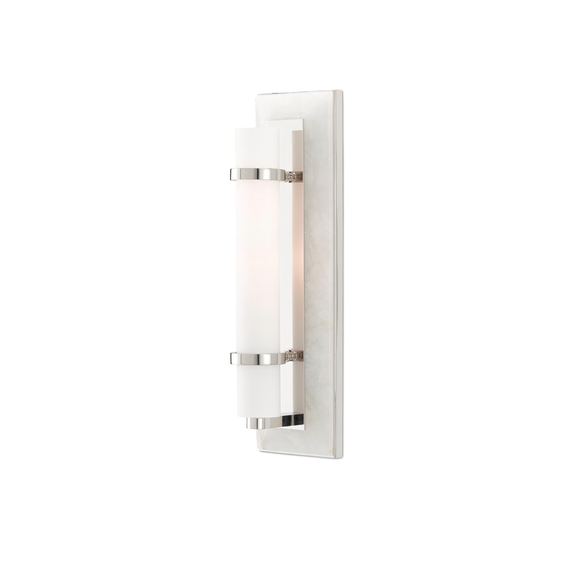 Shown in Natural Alabaster-Polished Nickel-Opaque-White finish