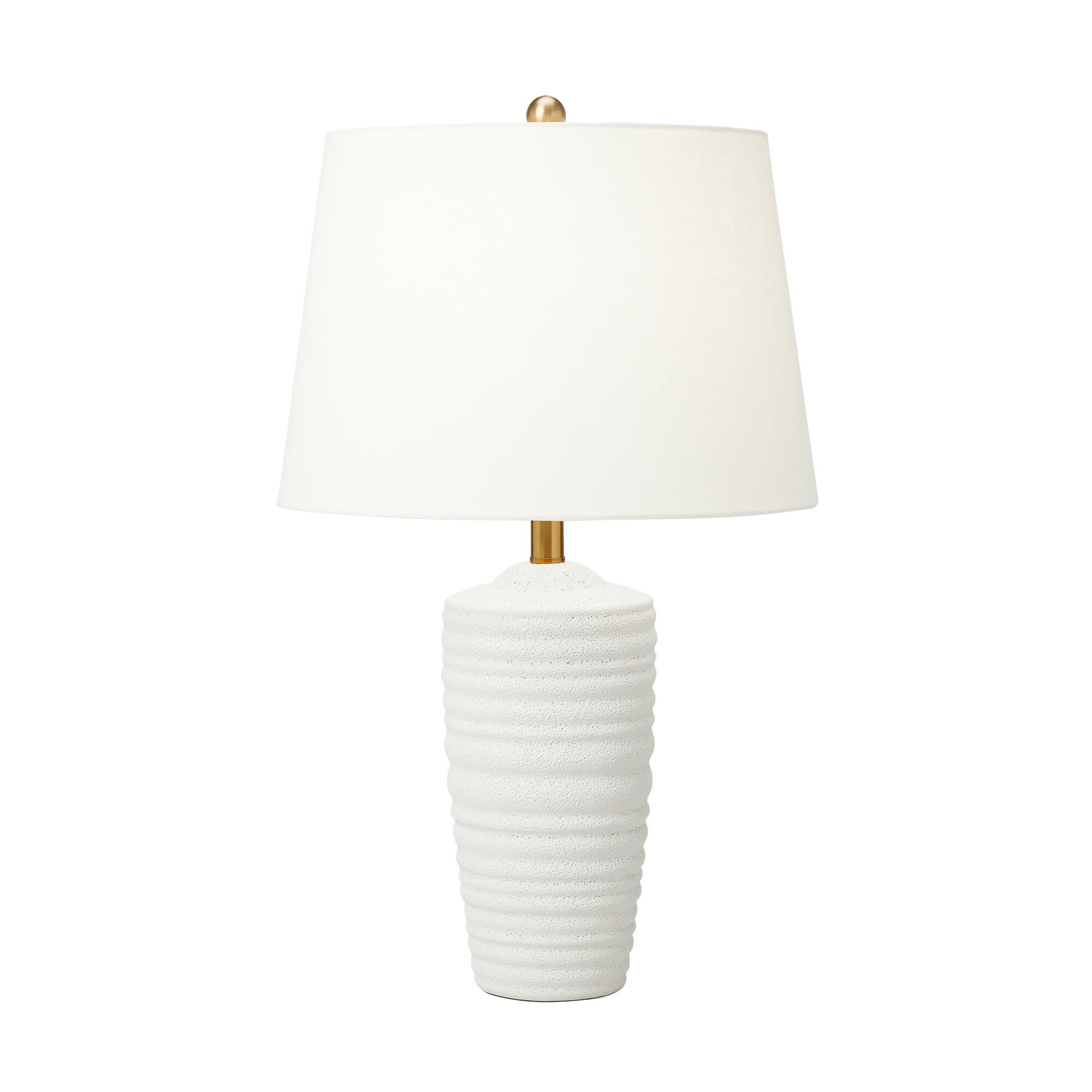 Shown in Porous White finish and White Linen Fabric shade