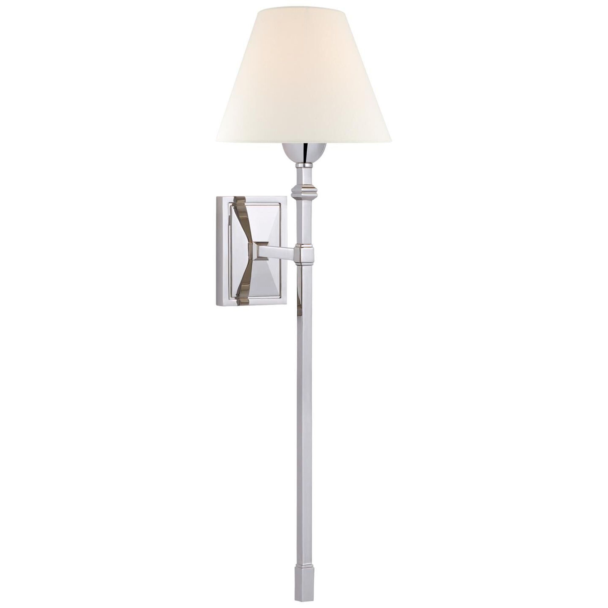 Shown in Polished Nickel finish and Linen shade