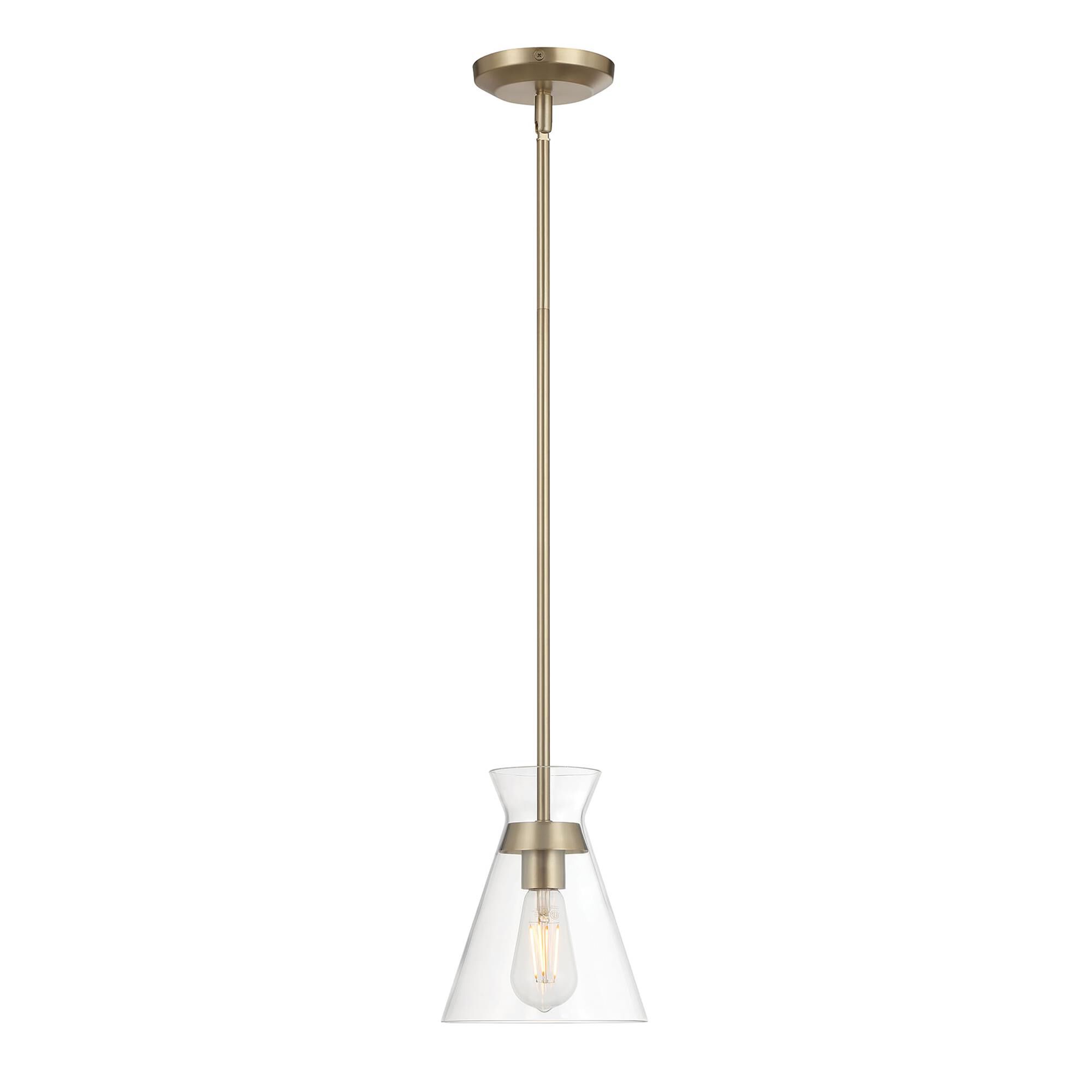 Shown in Modern Gold finish and Clear glass