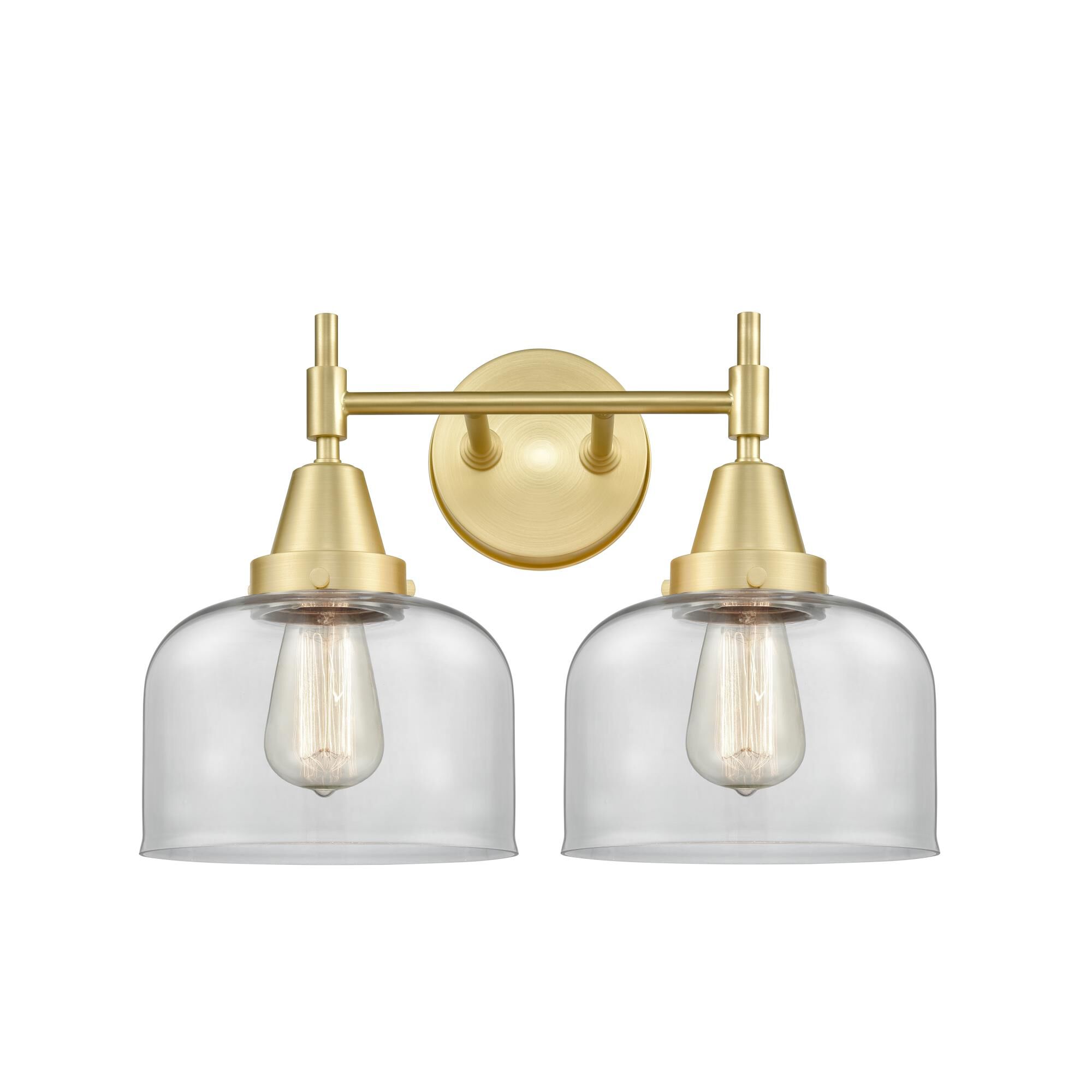 Shown in Satin Brass finish and Clear Large Cone glass