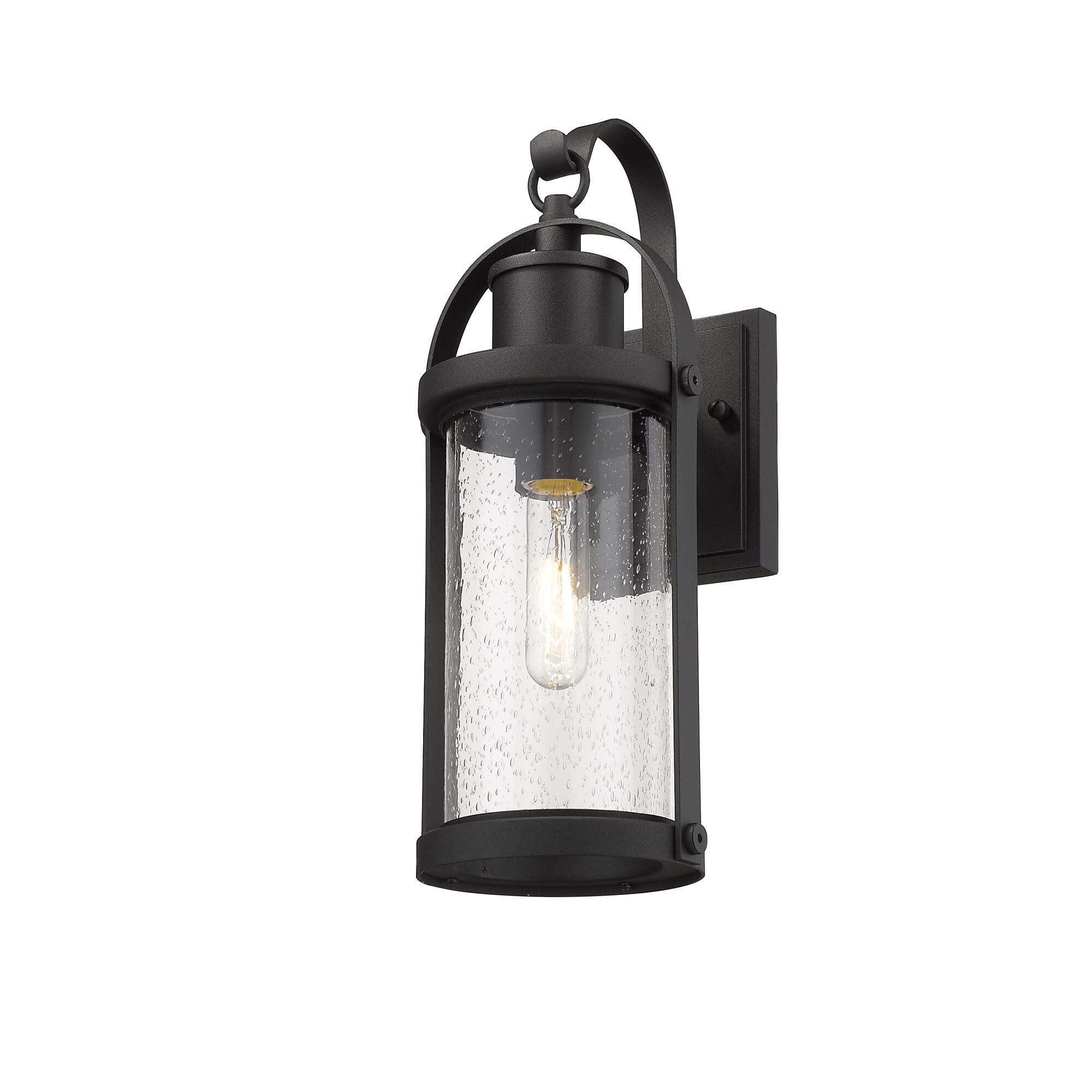 Shown in Black finish and Glass shade