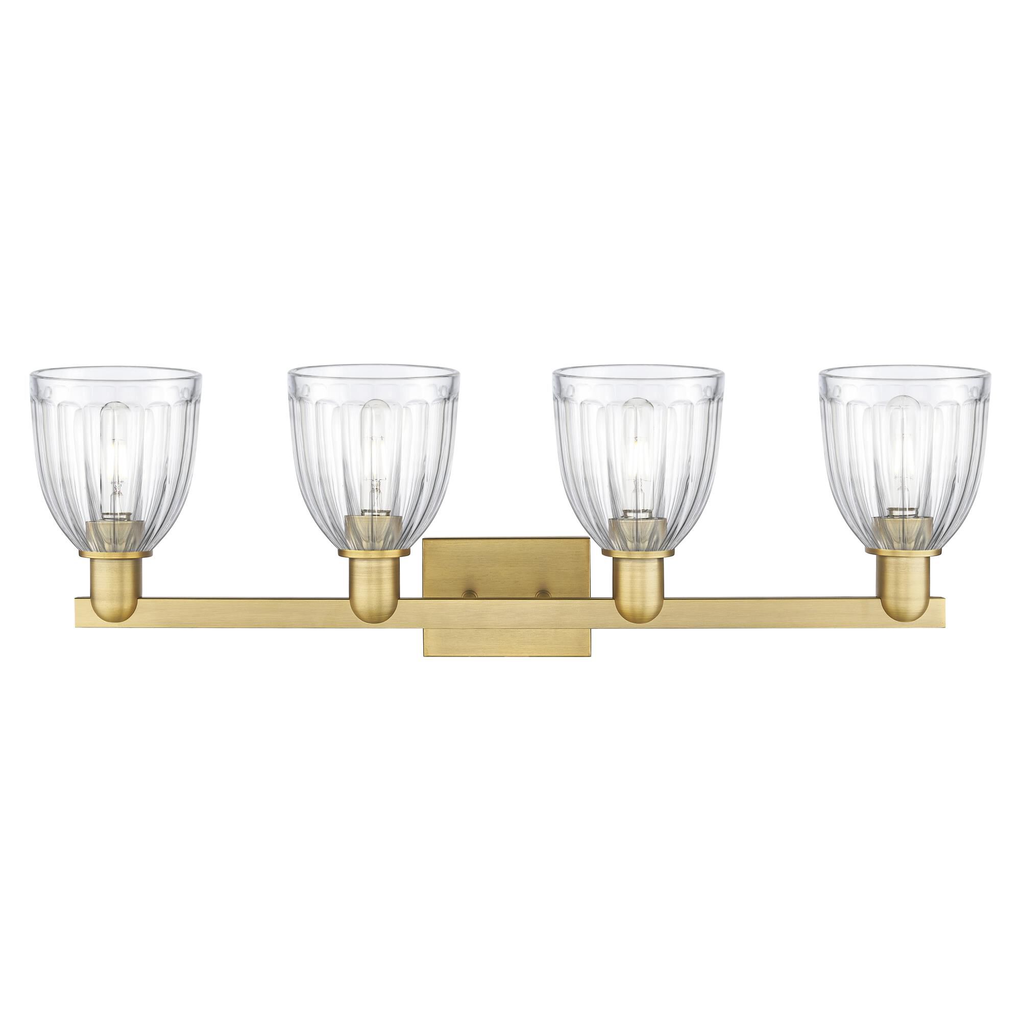 Shown in Brushed Brass finish and Clear glass