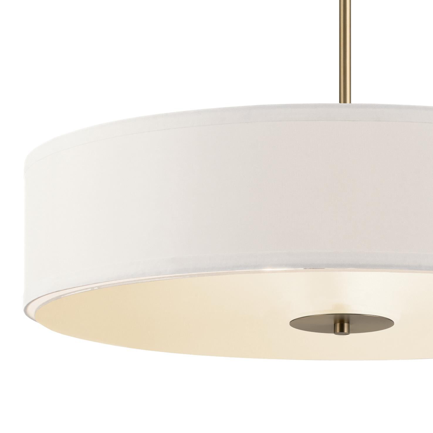 Shown in Classic Bronze finish and Satin Etched glass and White Microfiber shade