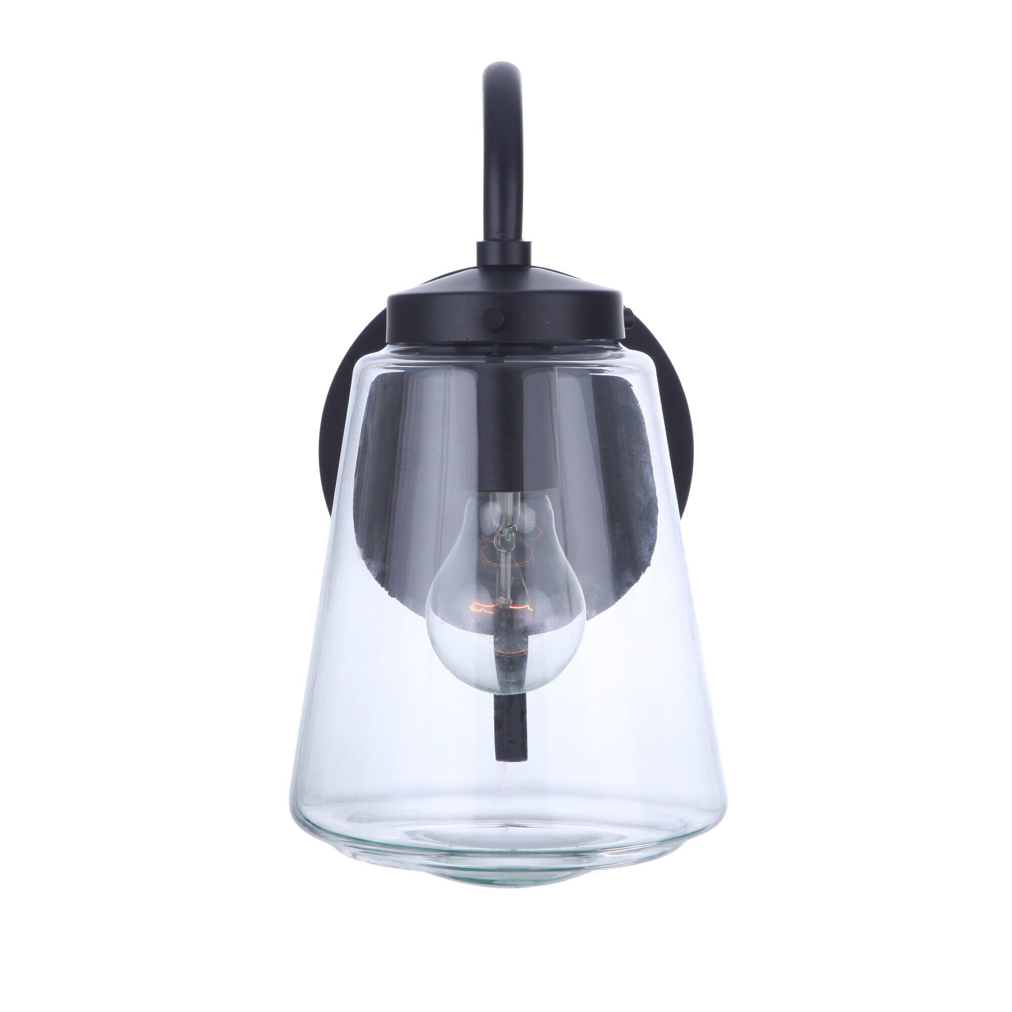 Shown in Midnight finish and Clear glass and Glass shade