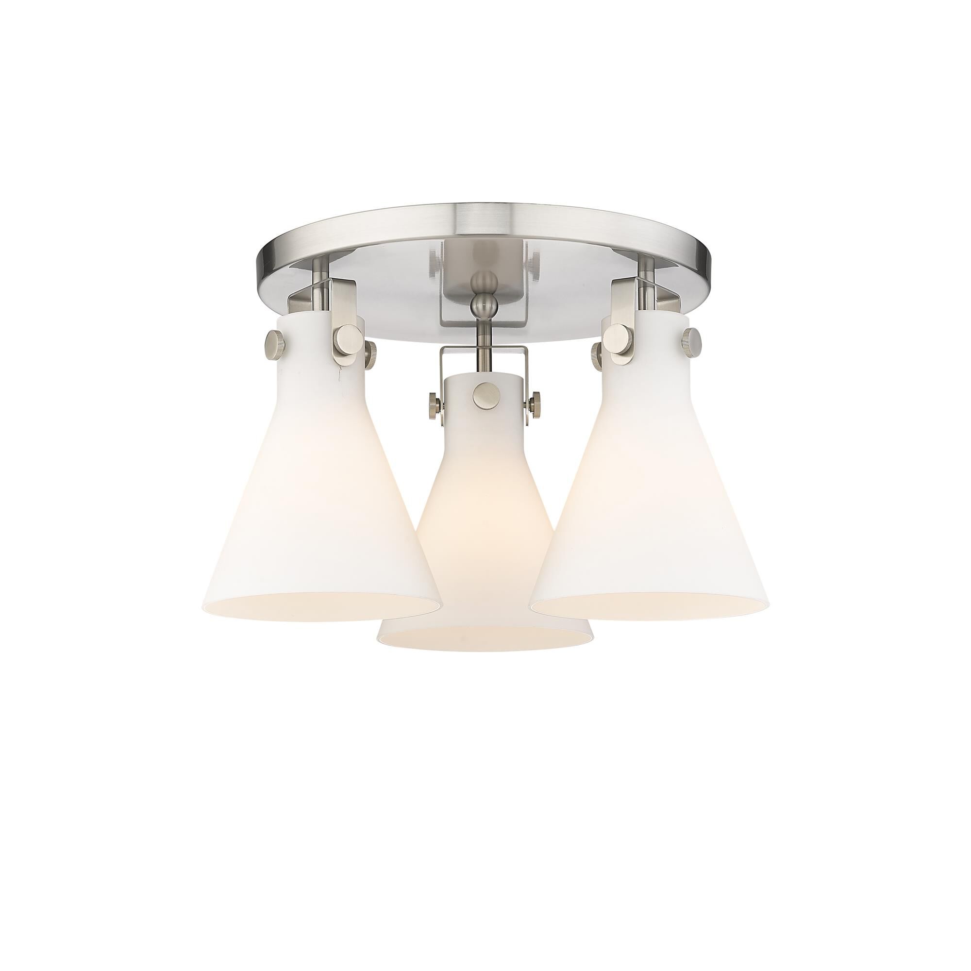 Shown in Satin Nickel finish and Matte White glass
