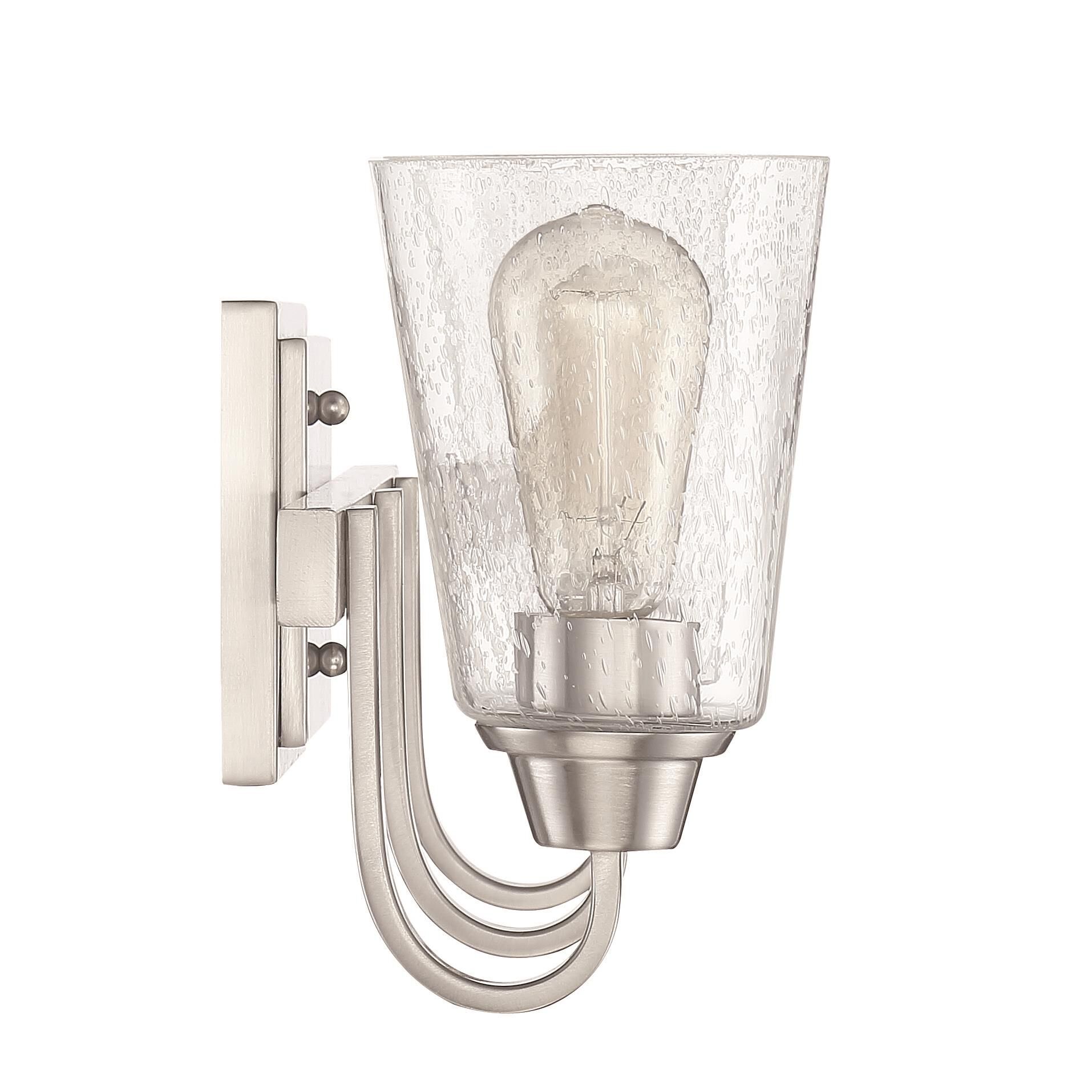 Shown in Brushed Polished Nickel finish and Clear Seeded glass and Glass shade