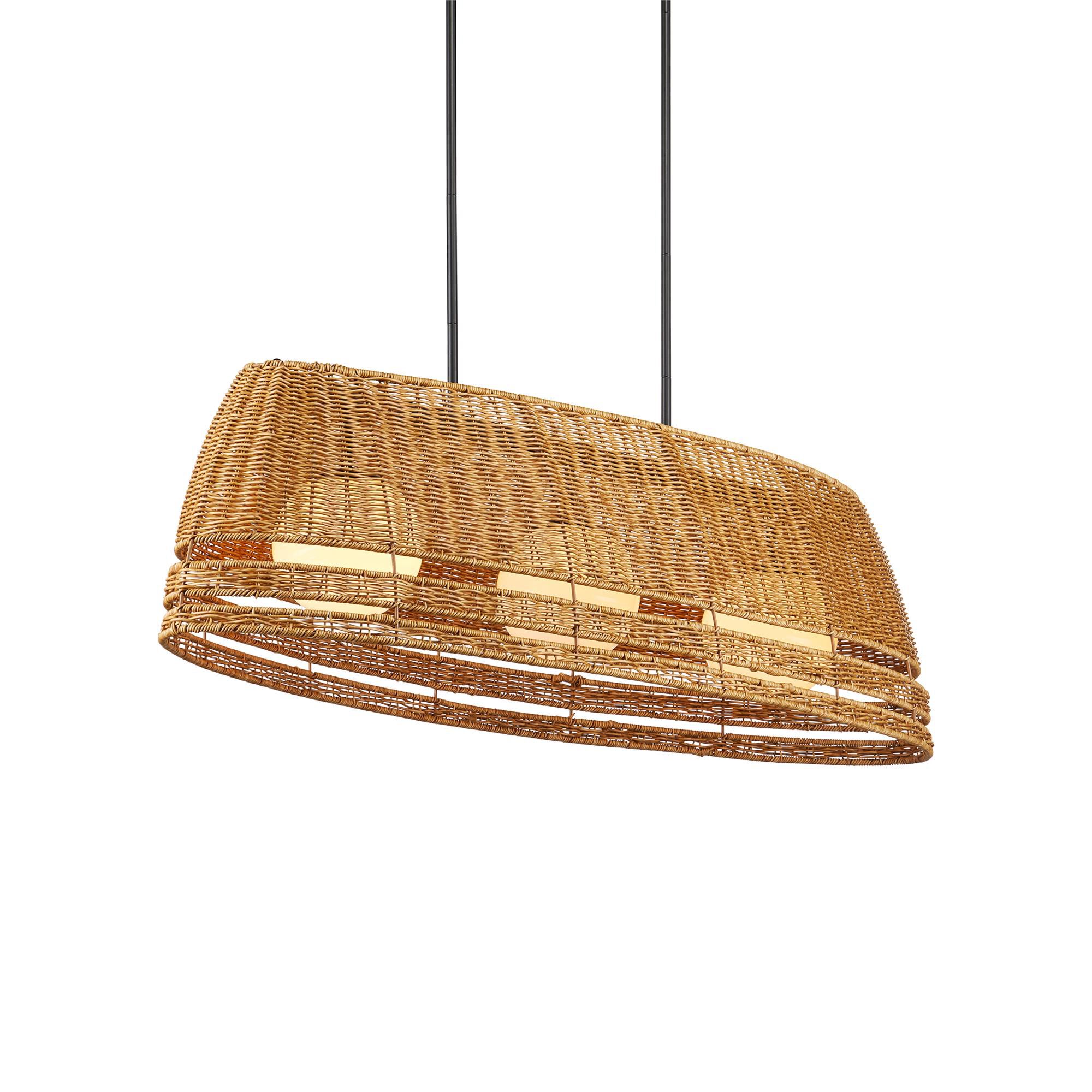 Shown in Natural, Black and Frosted White finish and Natural Faux Sea Grass shade