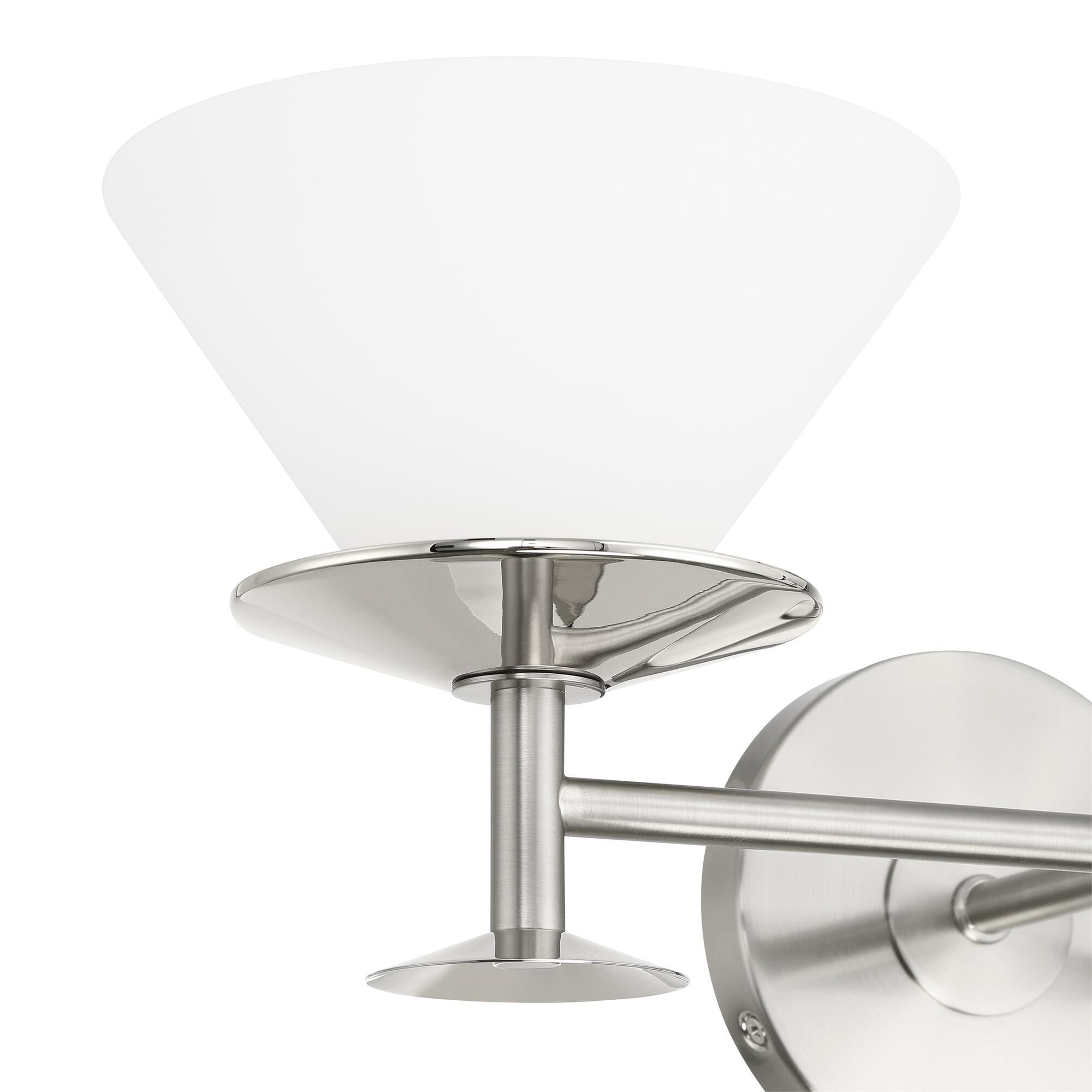 Shown in Brushed Nickel finish and Etched Opal glass