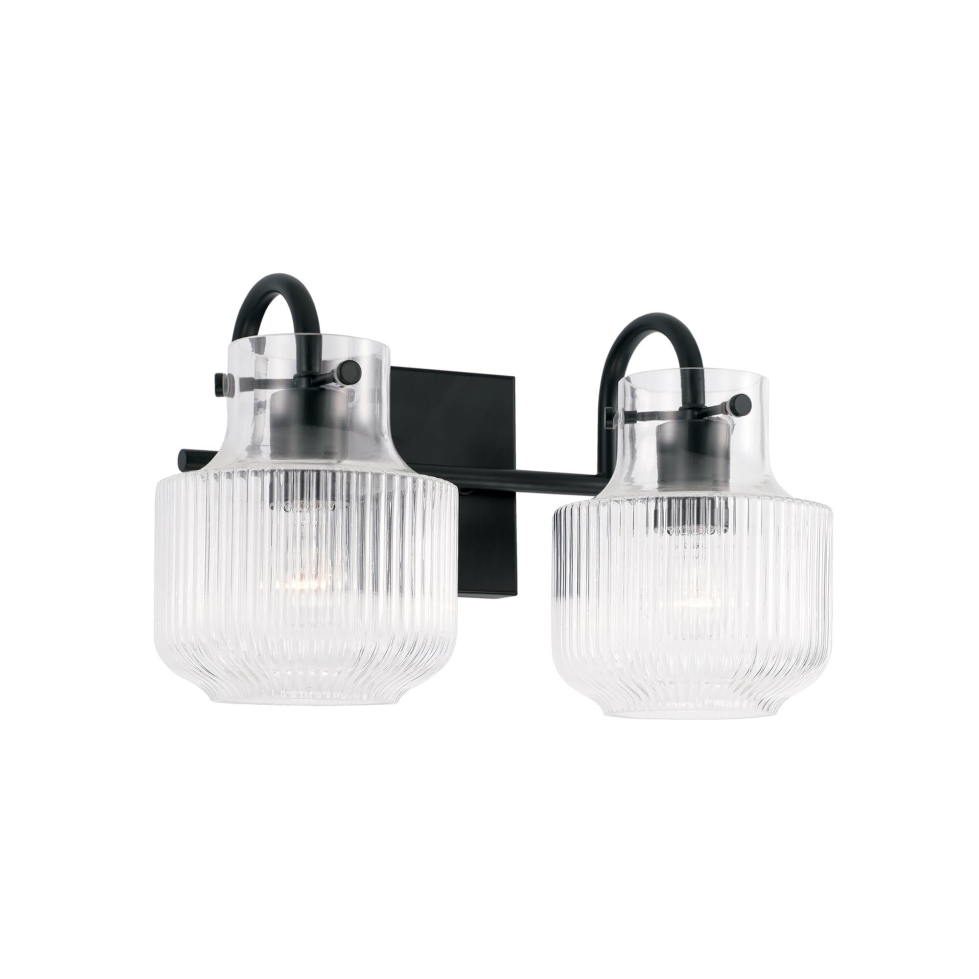 Shown in Matte Black finish and Clear Fluted glass