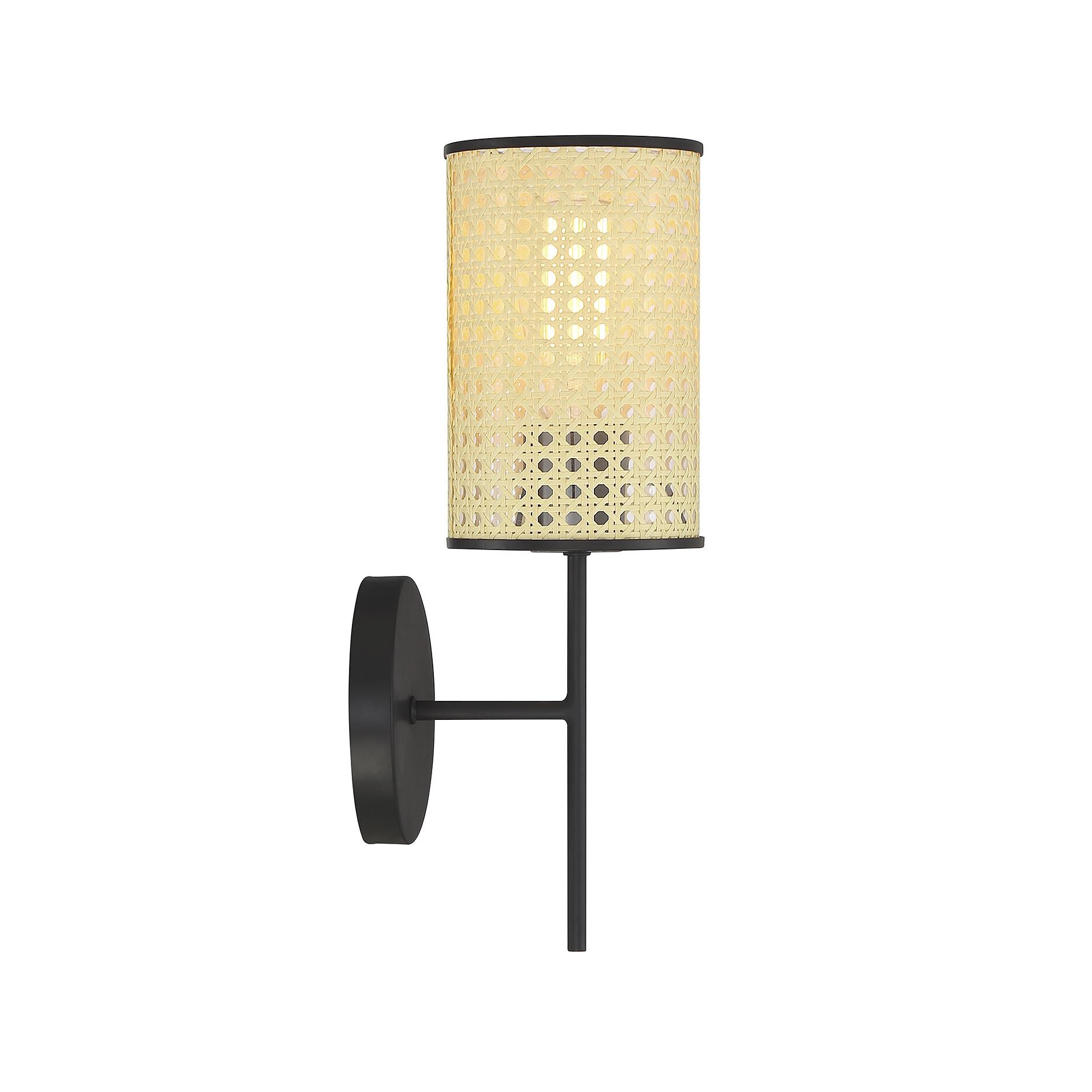 Shown in Matte Black finish and Natural Cane shade