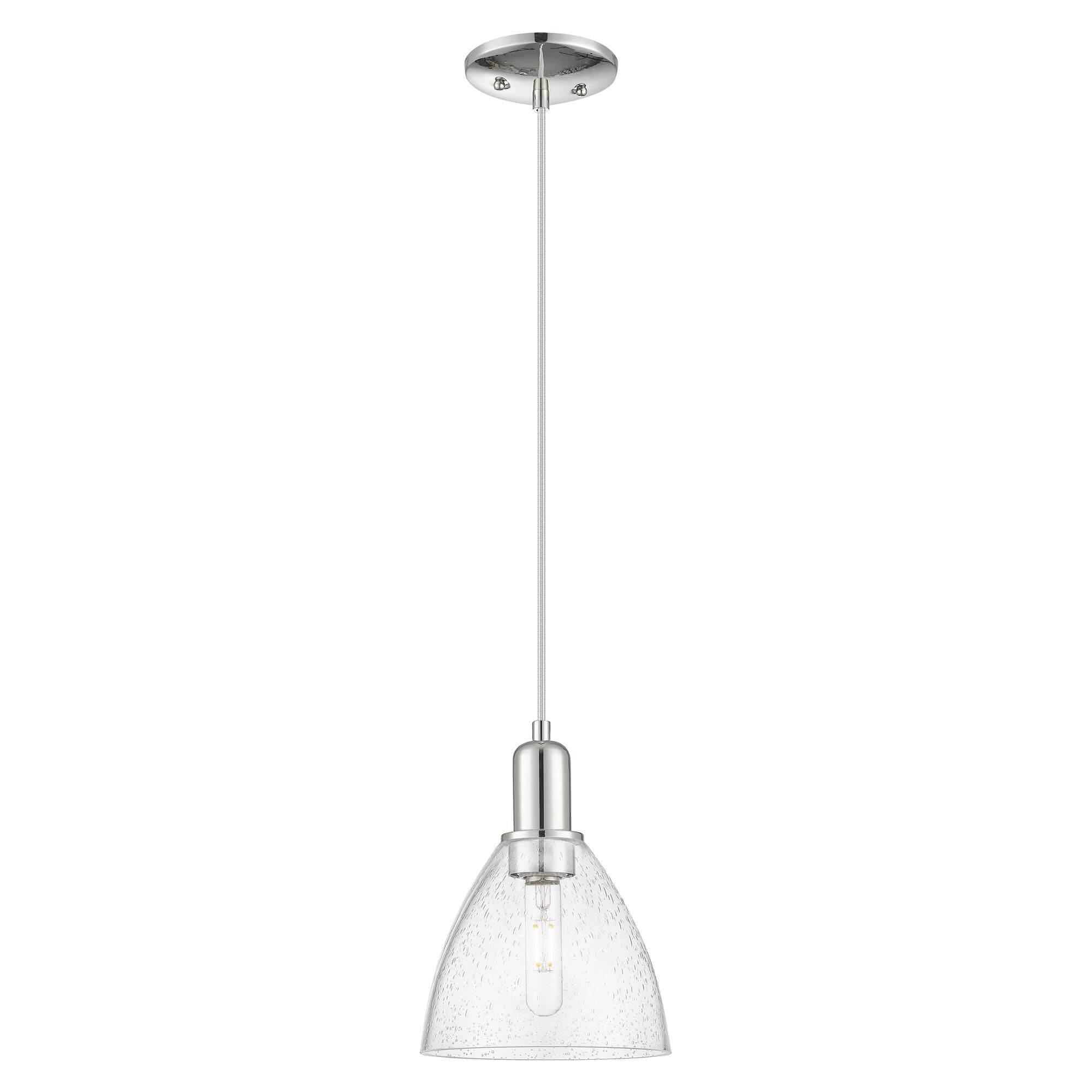 Shown in Polished Nickel finish and Seedy glass