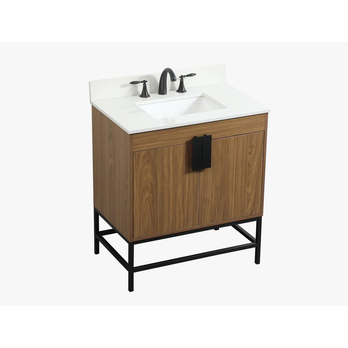 Shown in Walnut Brown finish and With Backsplash accent