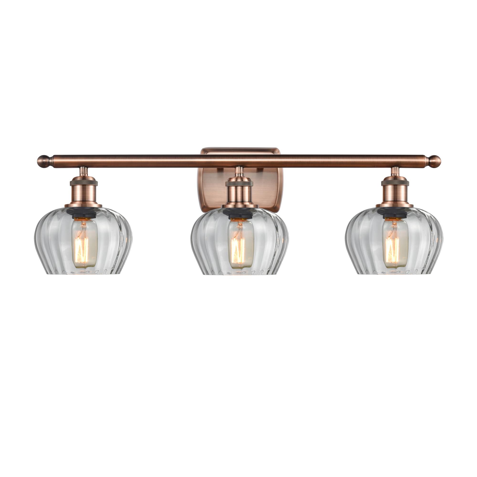 Shown in Antique Copper finish and Bowl glass and Glass shade