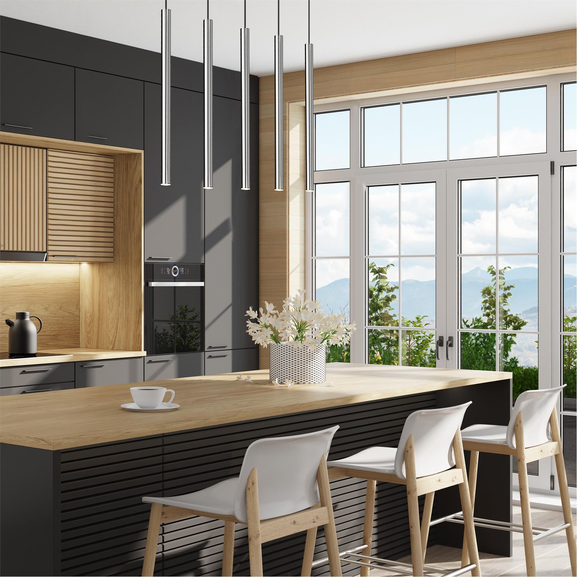 Shown in Brushed Nickel finish and Brushed Nickel glass and Brushed Nickel shade