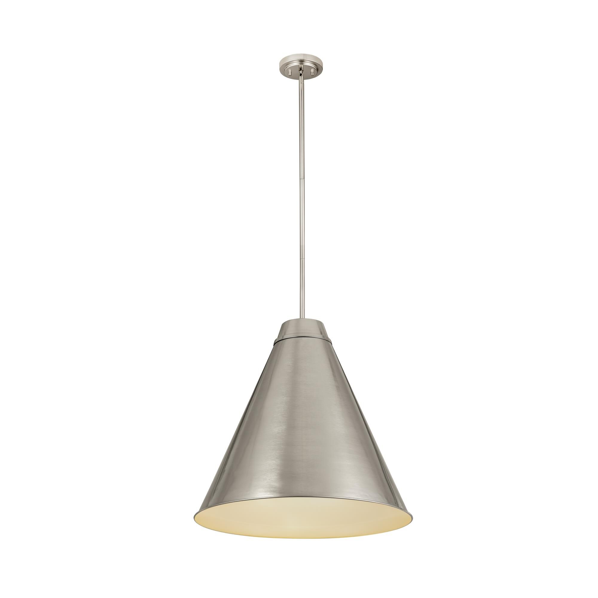 Shown in Brushed Nickel finish and Iron glass and Iron shade