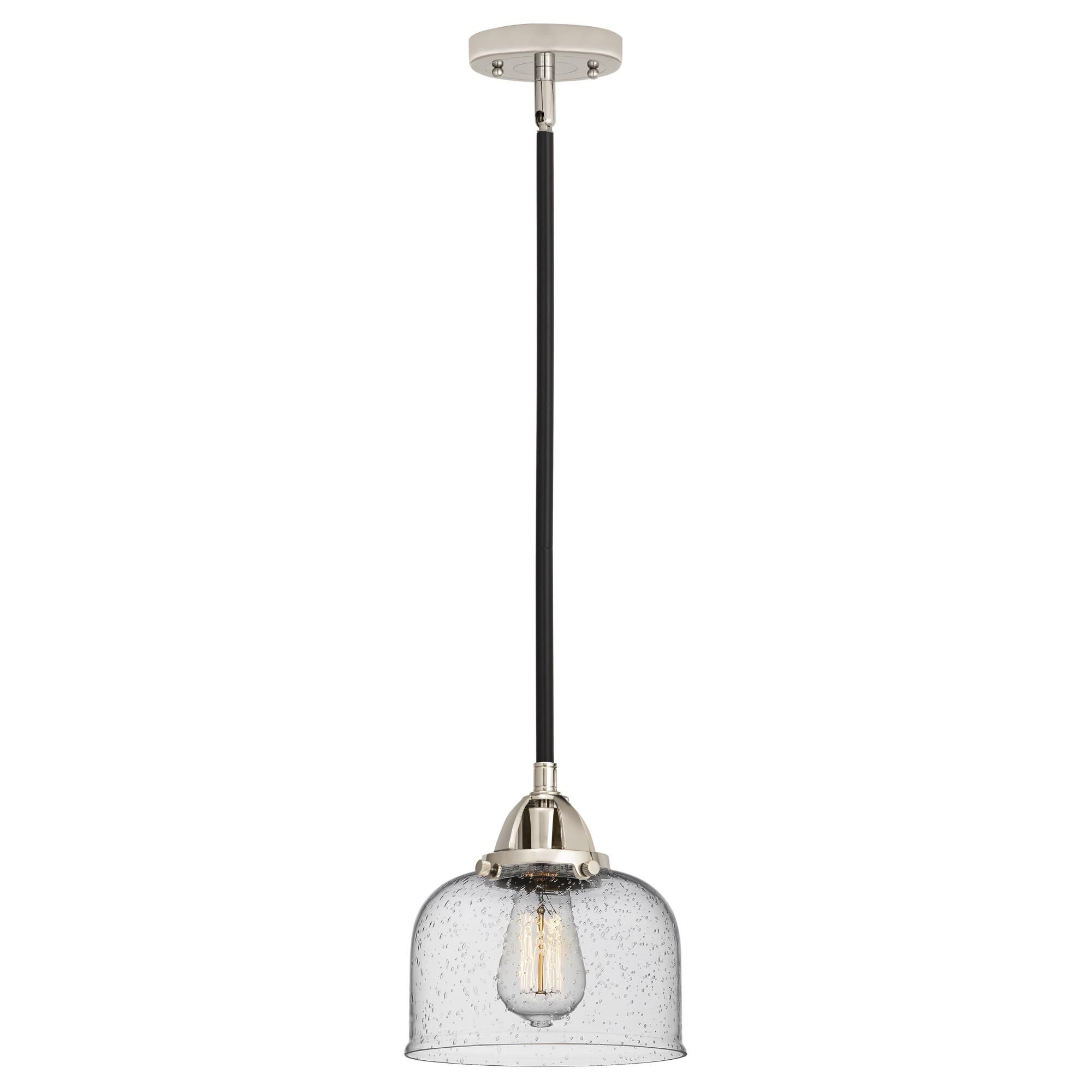 Shown in Black Polished Nickel finish and Seedy Large Bell glass and No Shade shade