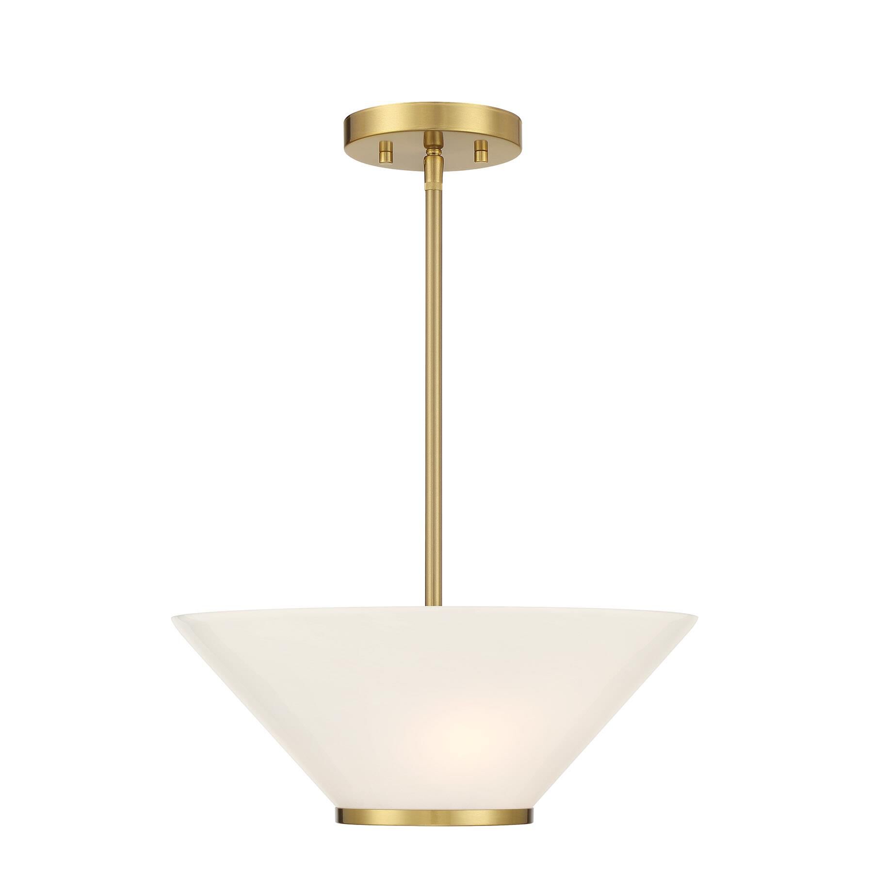 Shown in Warm Brass finish and Strie shade