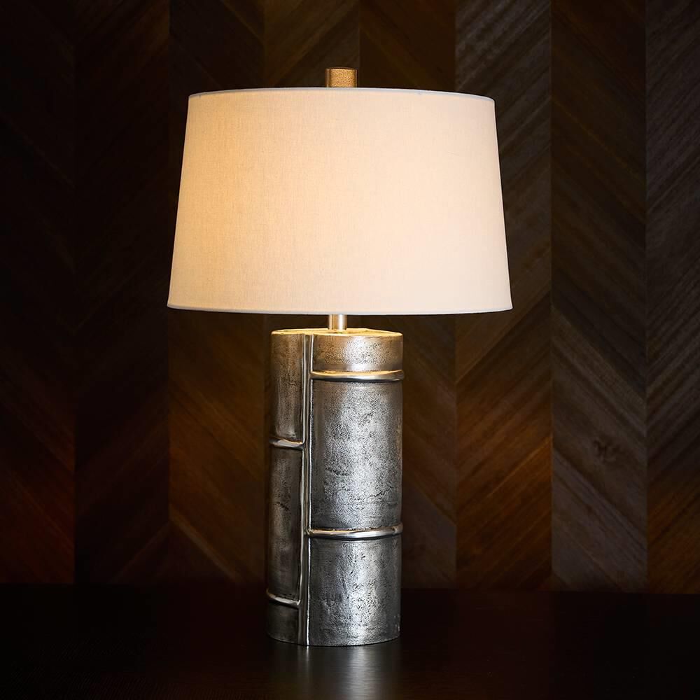 Shown in Antiqued Aluminum finish and White shade