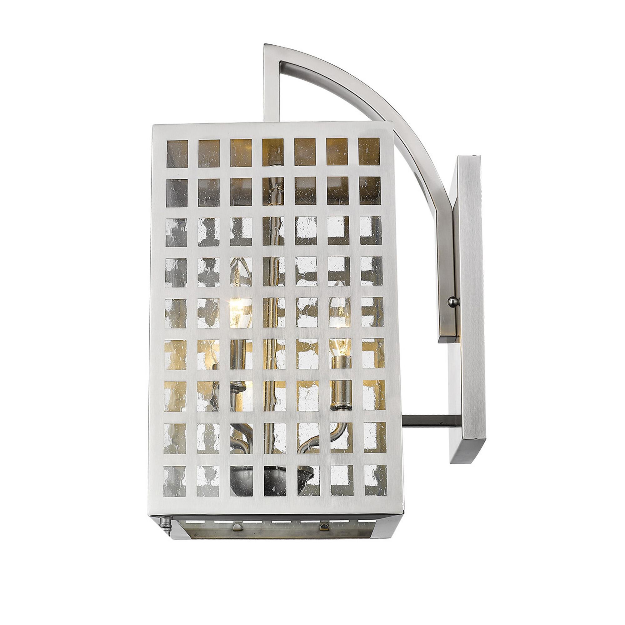 Shown in Satin Nickel finish and Clear glass and Clear, Seedy Glass Panes shade