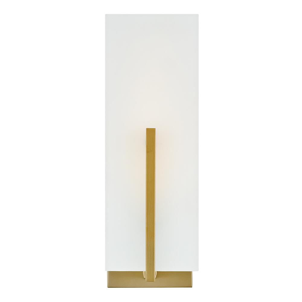 Shown in Lacquered Brass finish and Etched White glass