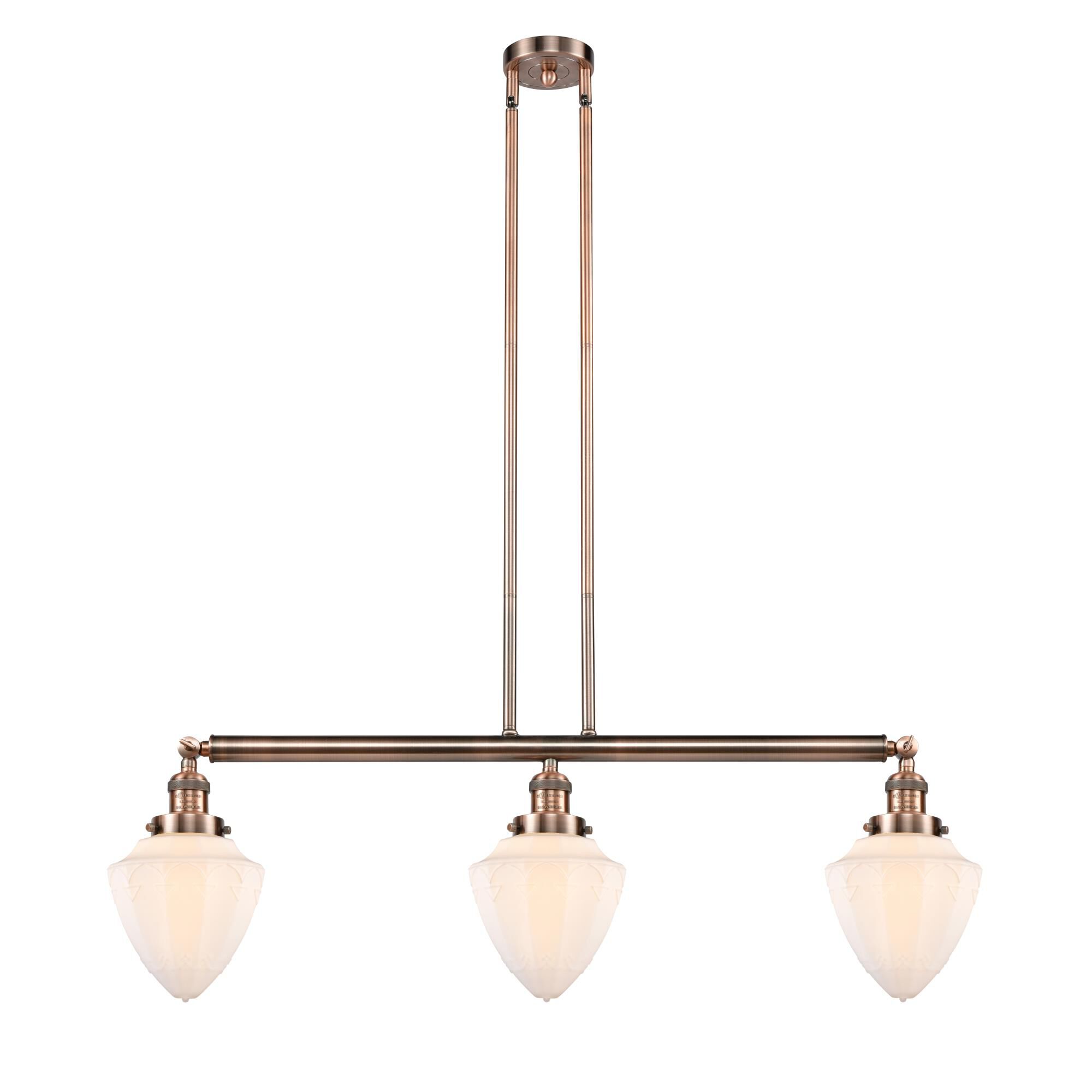 Shown in Antique Copper finish and Matte White Cased Small Bullet glass