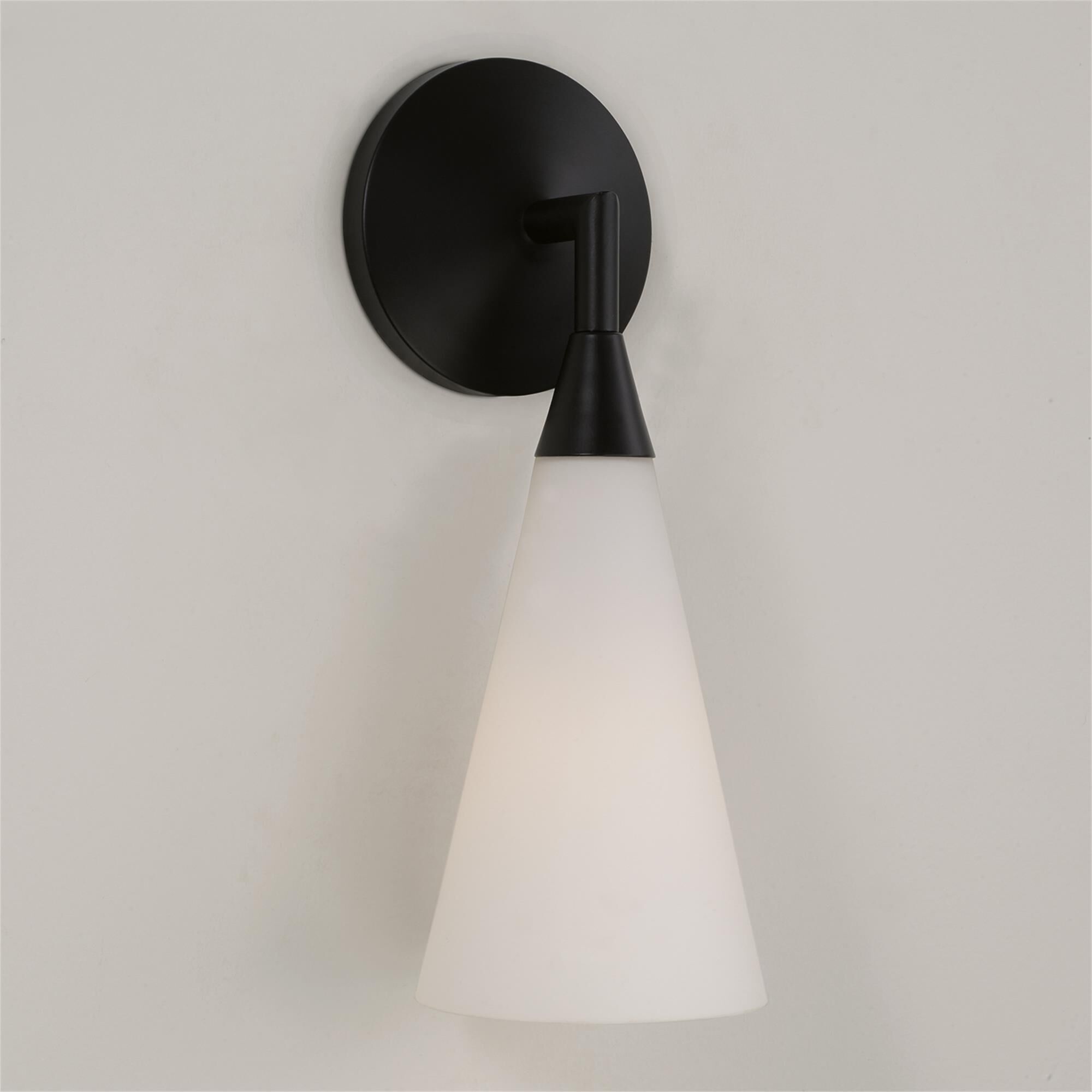 Shown in Matte Black finish and Soft White glass