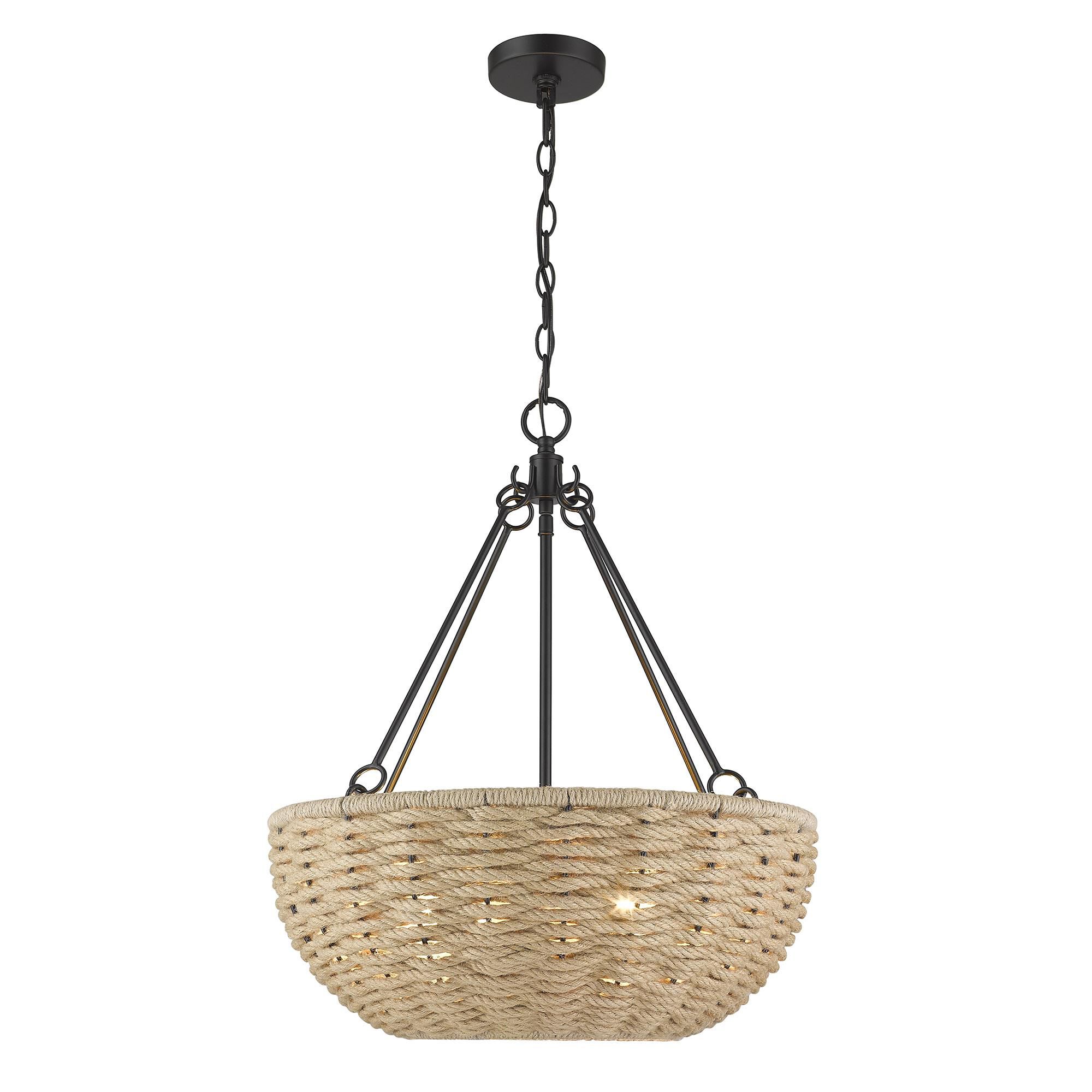 Shown in Matte Black finish and Woven Hemp Rope shade