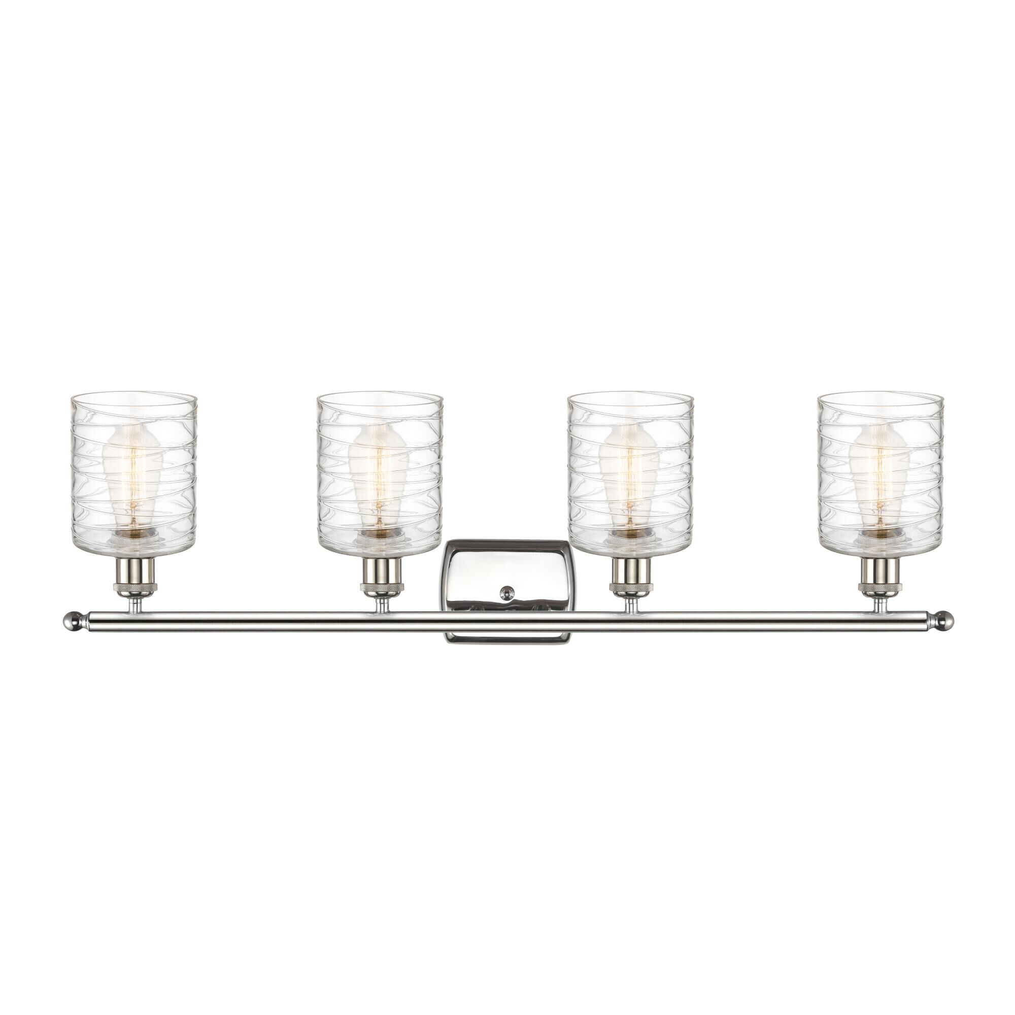 Shown in Polished Nickel finish and Deco Swirl glass