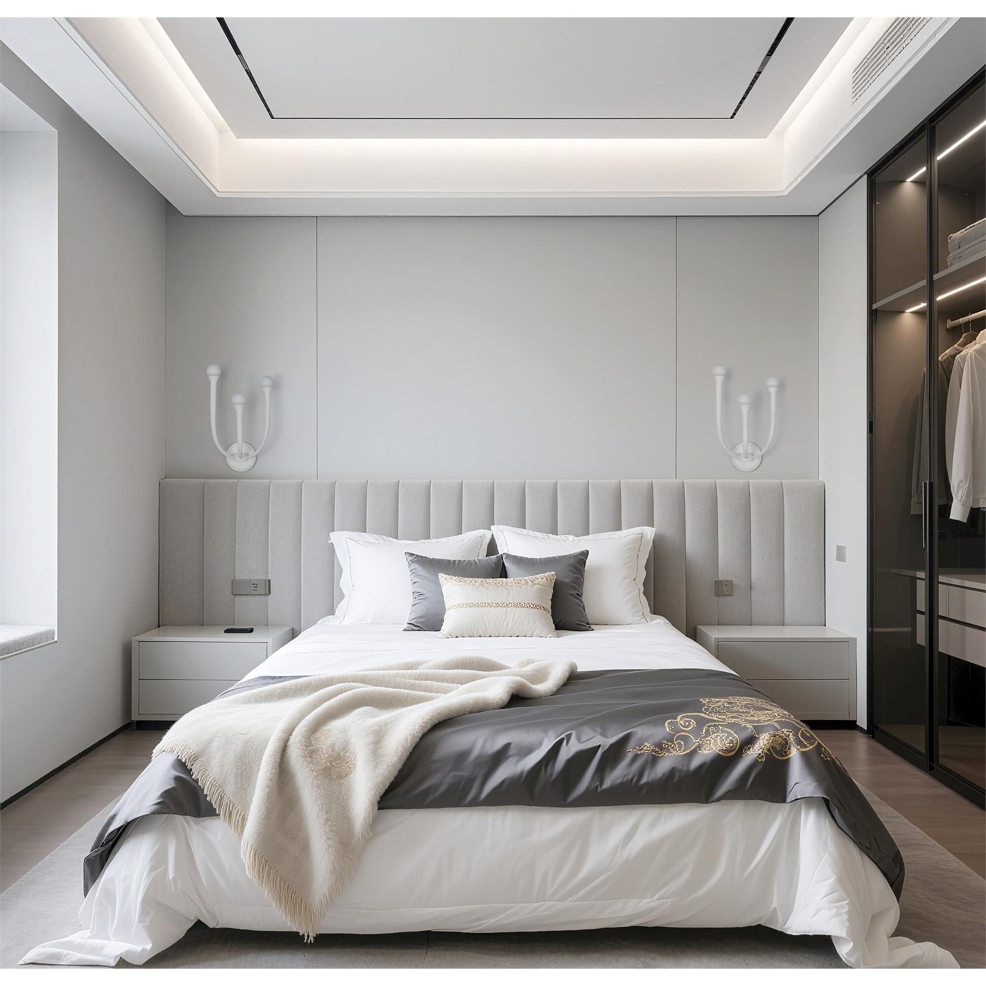 Shown in Plaster White finish and Opal glass