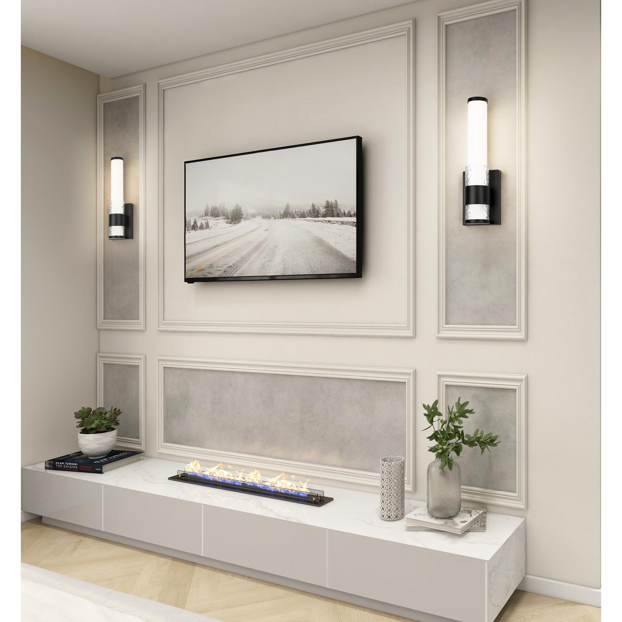 Shown in Matte Black finish and Matte Opal glass and Matte Opal shade