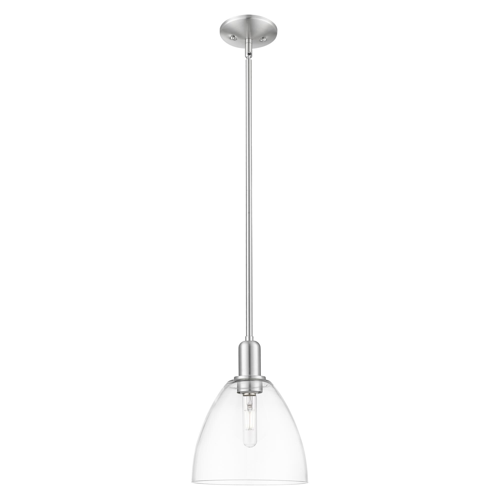 Shown in Brushed Satin Nickel finish and Clear glass