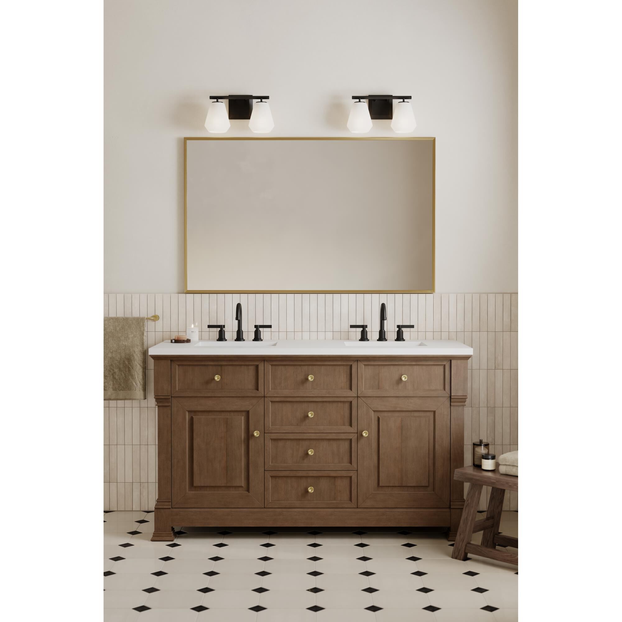 Shown in Dark Matte Black finish and Alabaster glass