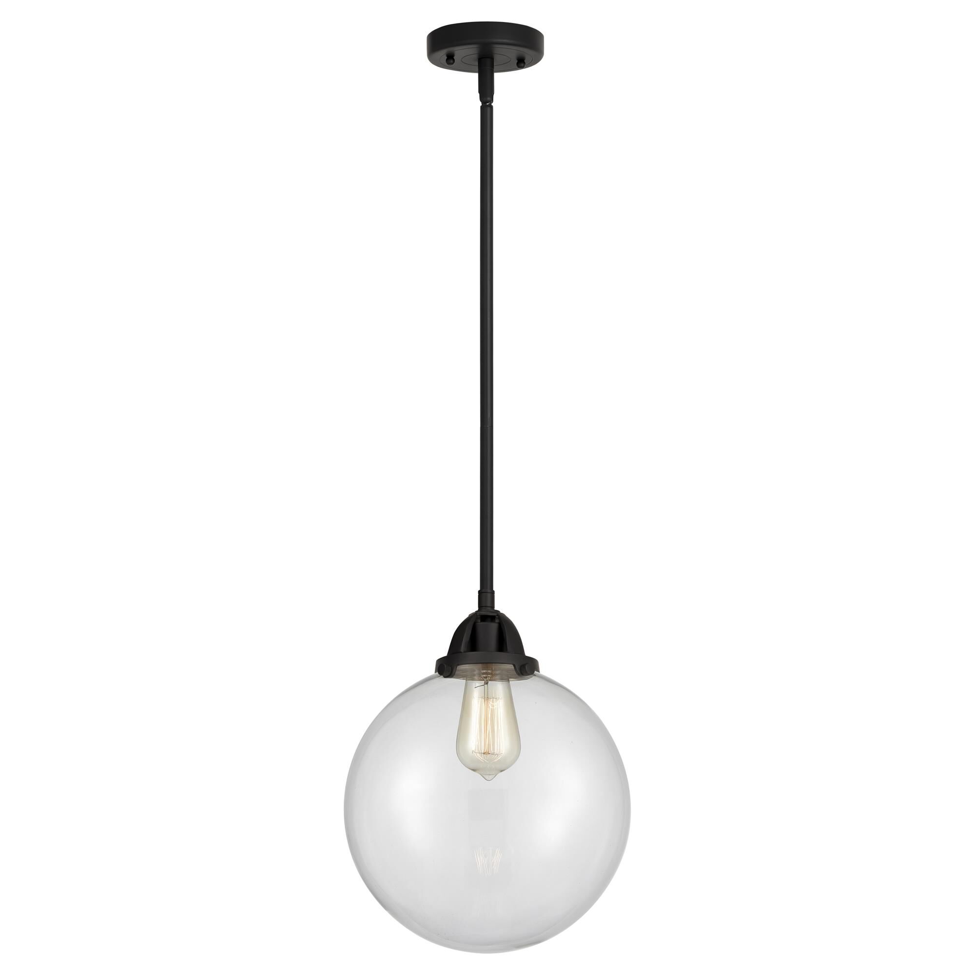 Shown in Matte Black finish and Clear Beacon glass and No Shade shade