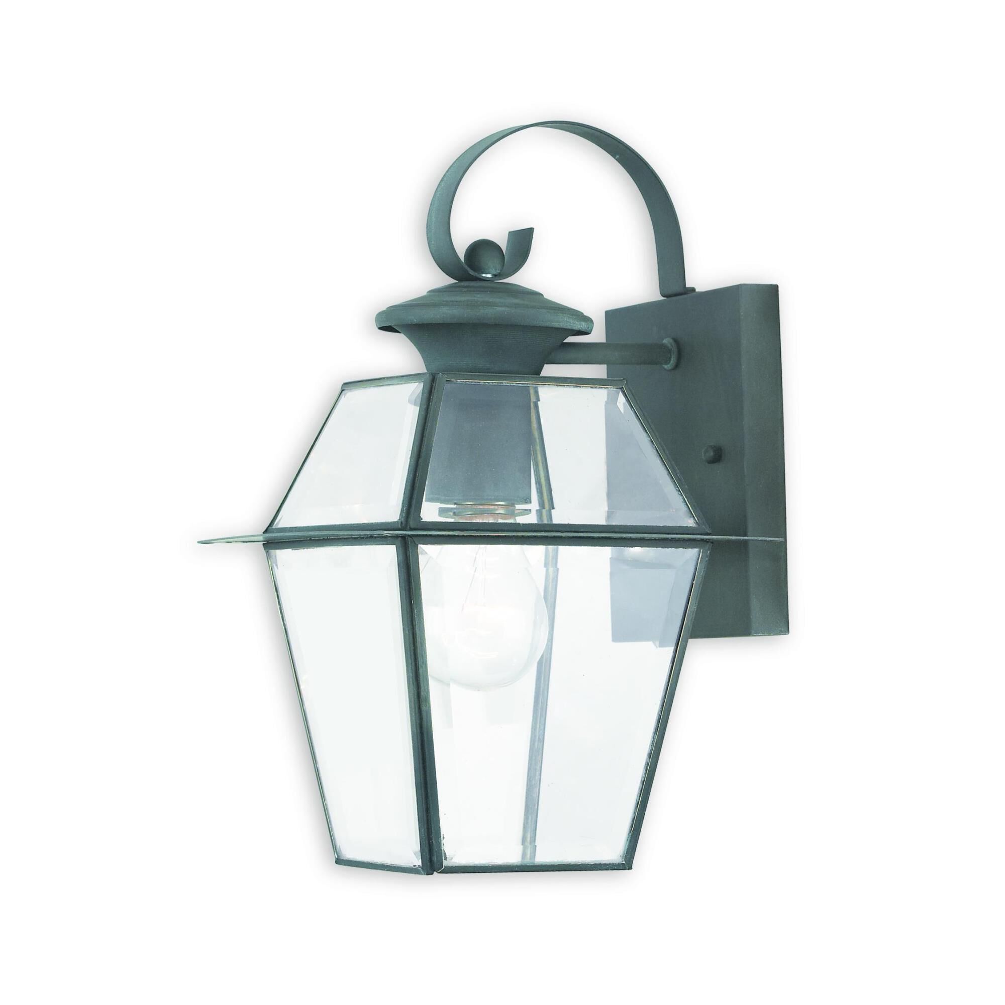 Shown in Charcoal finish and Clear Beveled glass