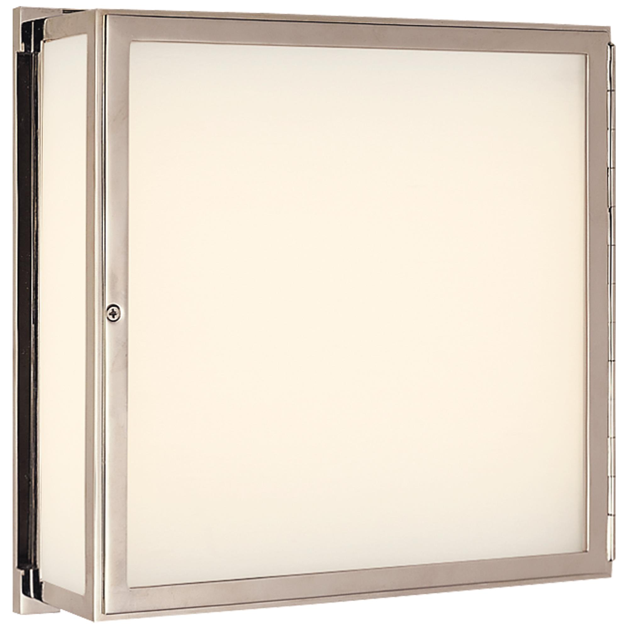 Shown in Polished Nickel finish and White glass