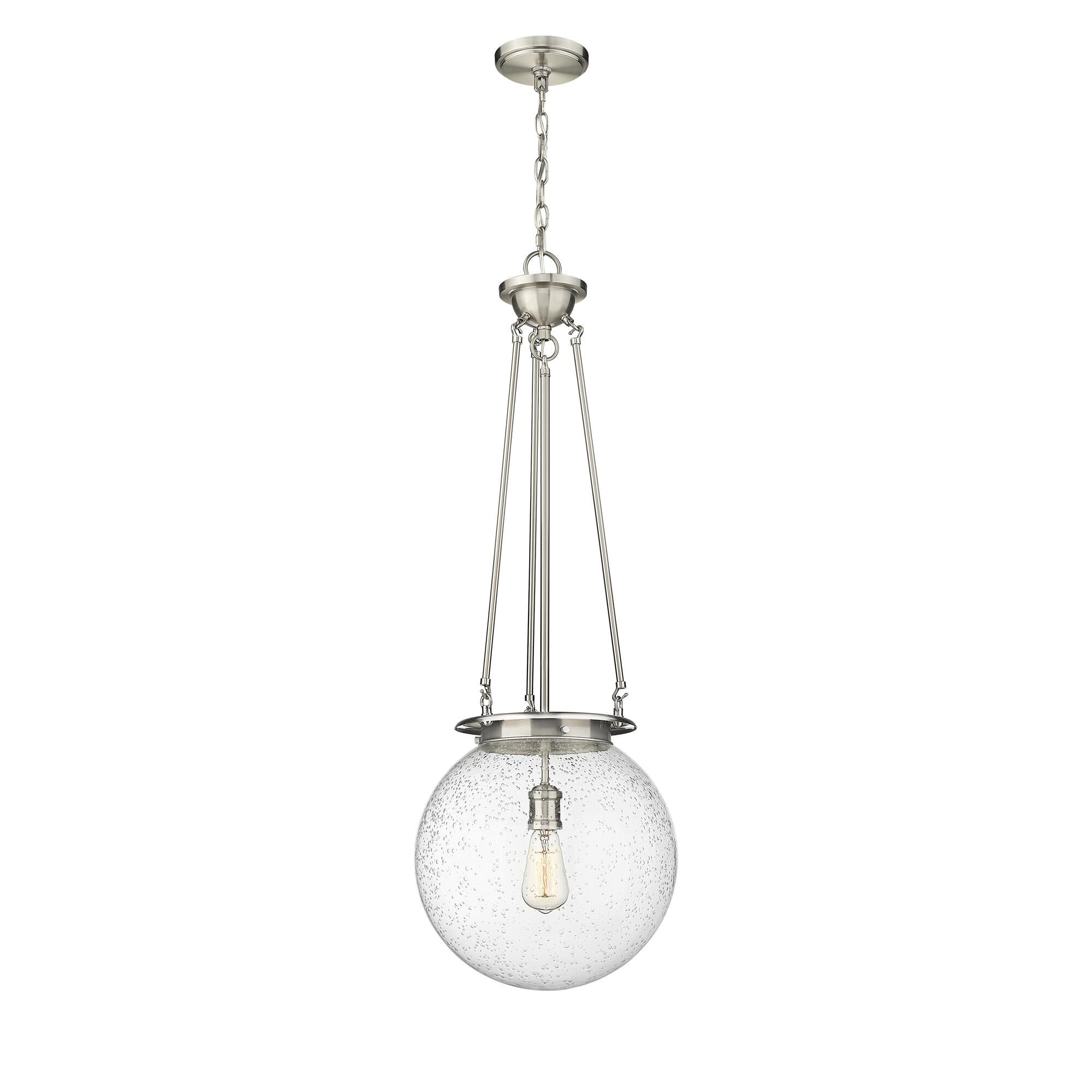 Shown in Satin Nickel finish and Seedy glass