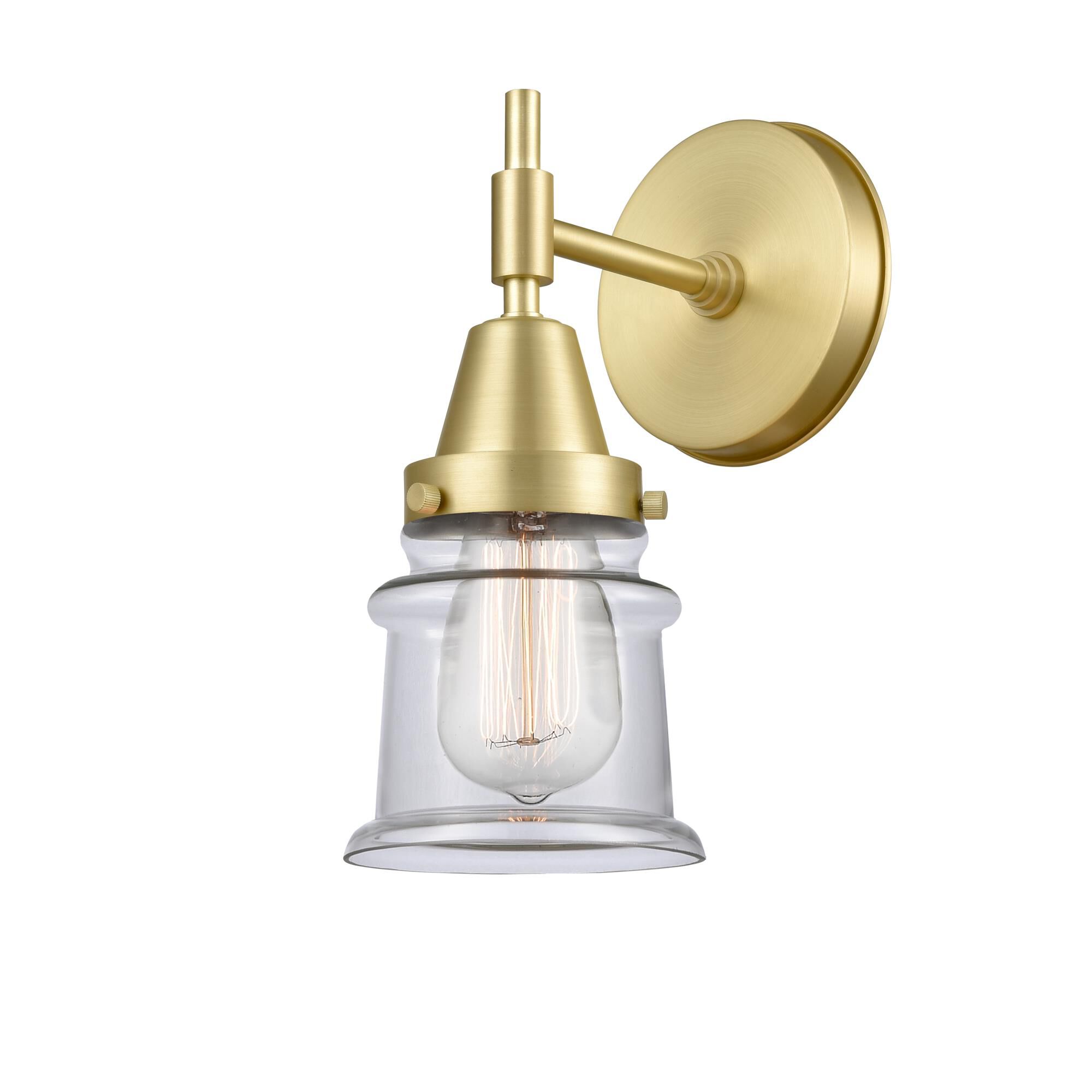 Shown in Satin Brass finish and Clear Large Cone glass