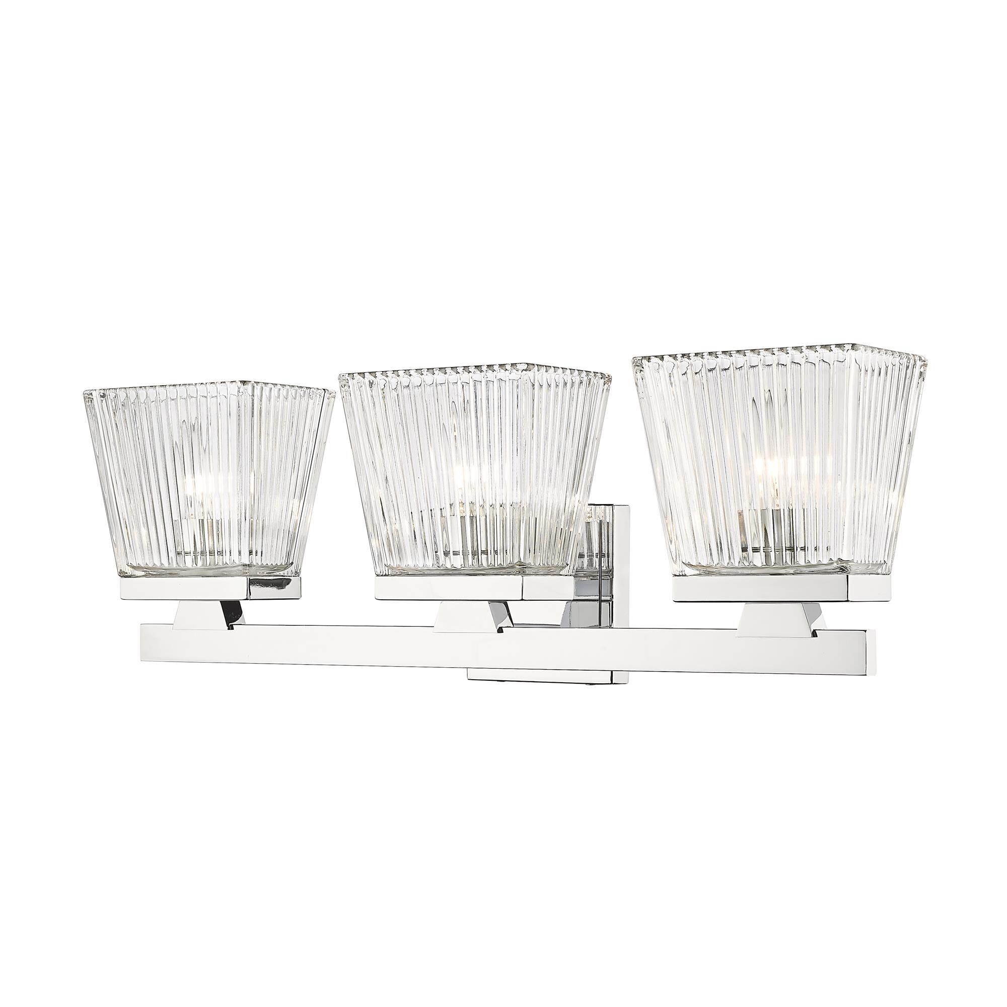 Shown in Chrome finish and Glass shade