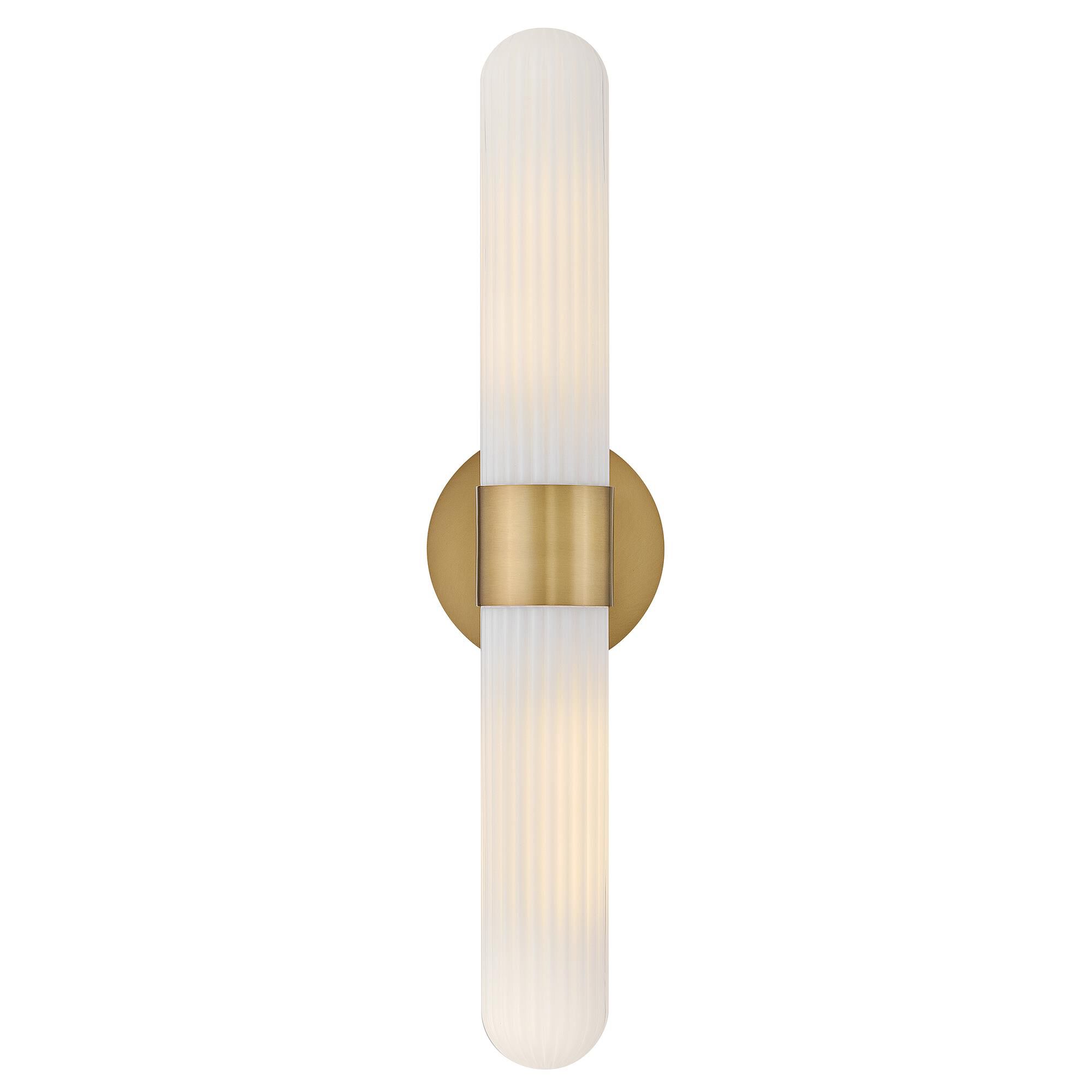 Shown in Lacquered Brass finish and Cased Opal Ribbed glass