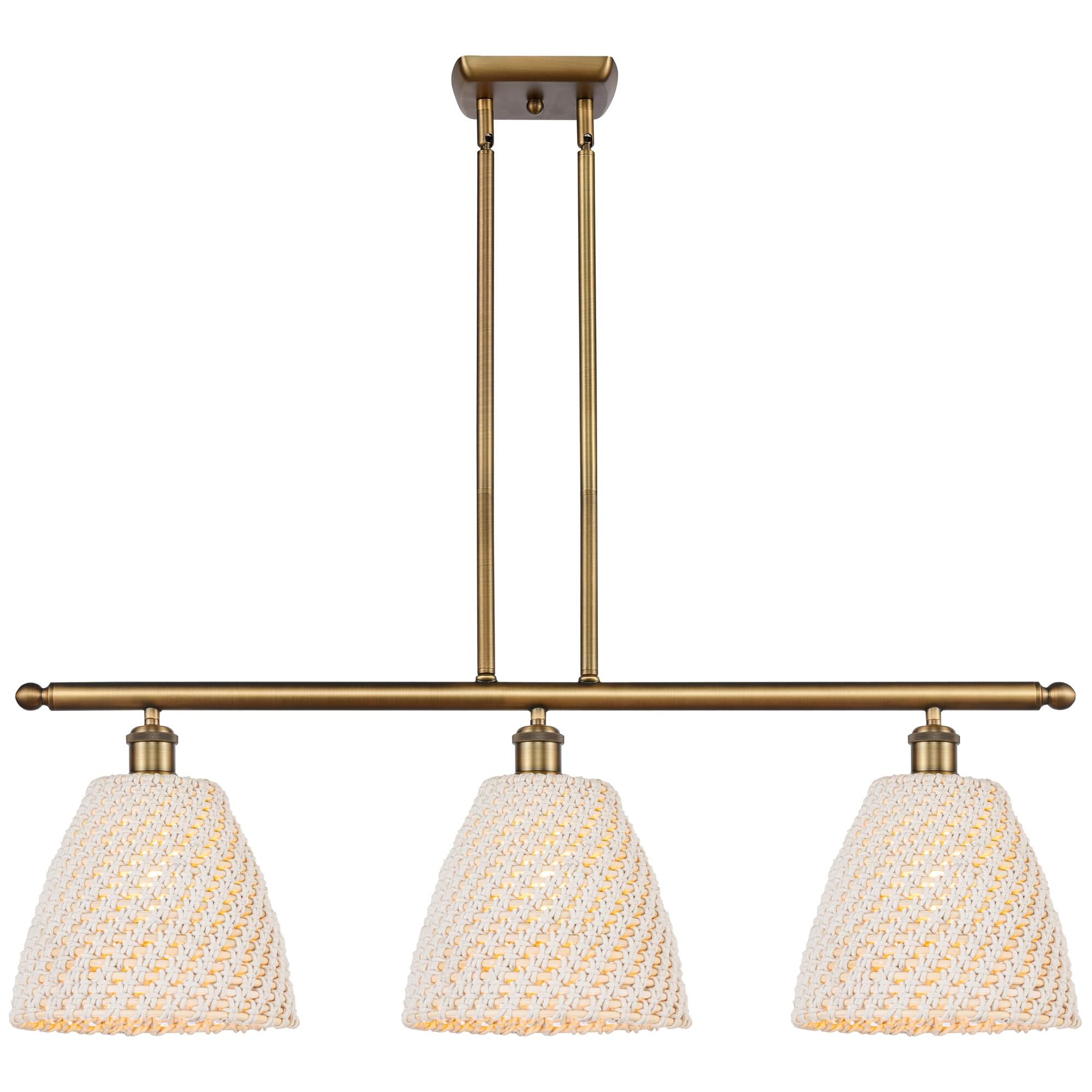 Shown in Brushed Brass finish and Natural shade